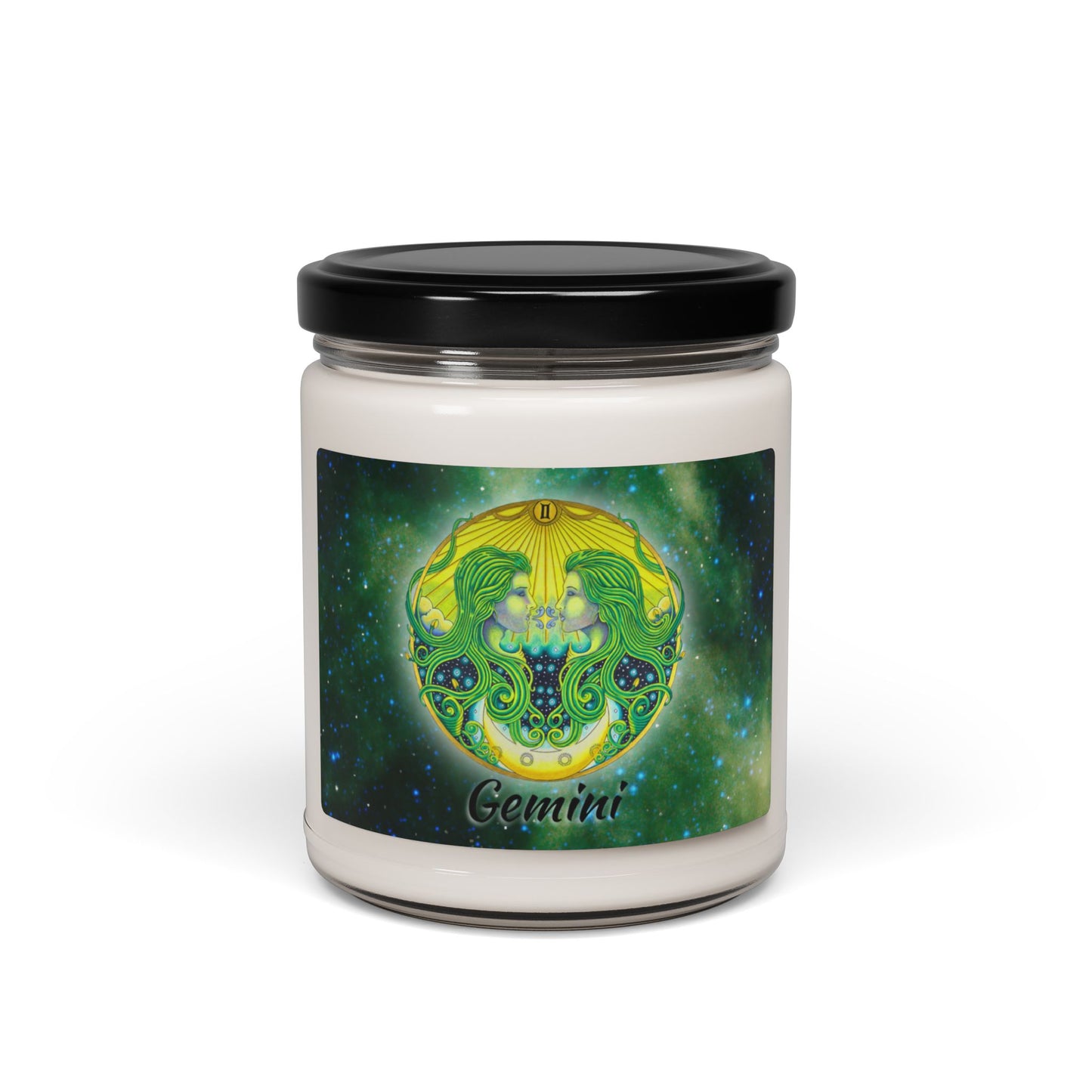 Gemini Zodiac Soy Candle - Hand-Drawn Celestial Design (Non-AI)