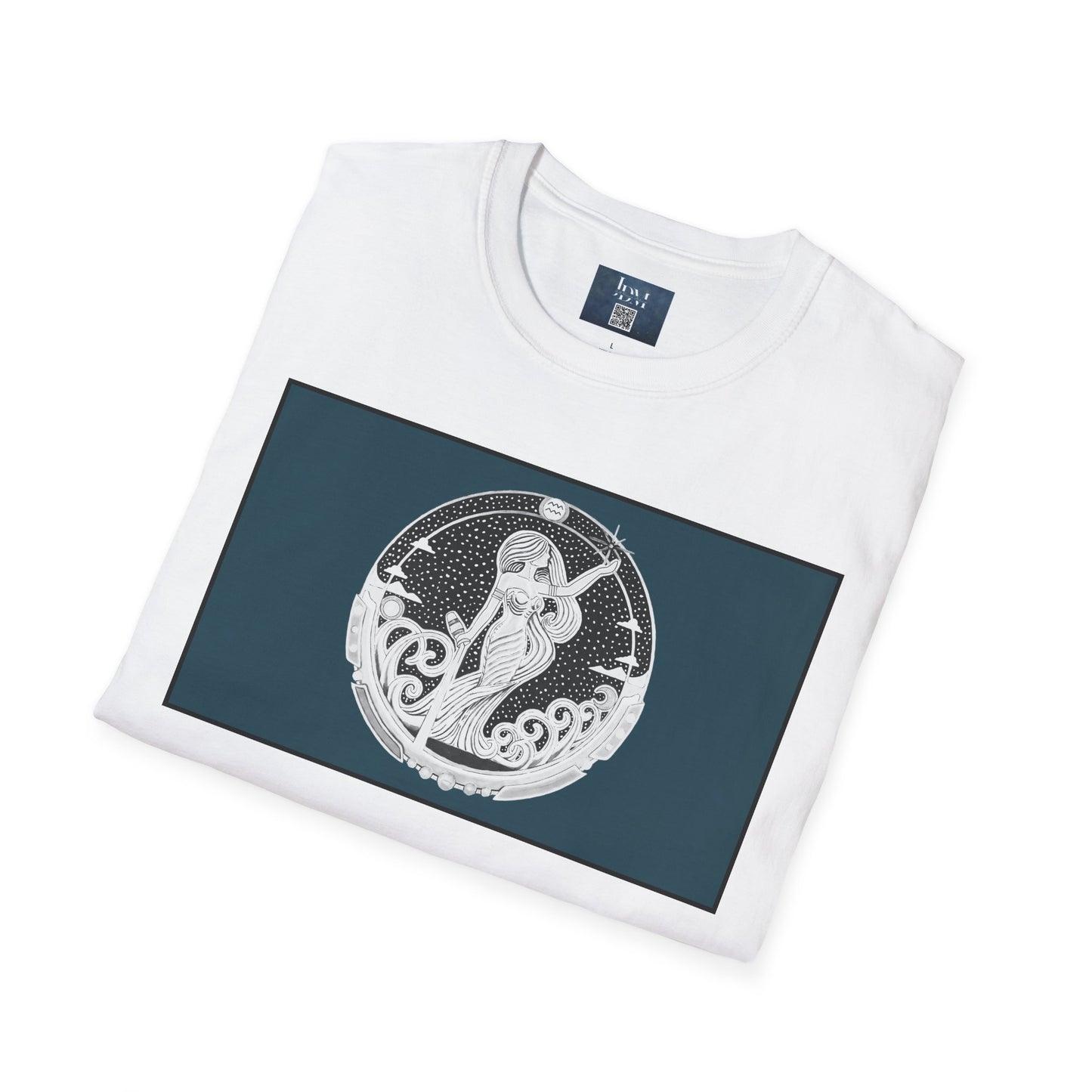 Aquarius Zodiac Crew Neck T-Shirt – Hand-Drawn Celestial Design (Non-AI) Universal