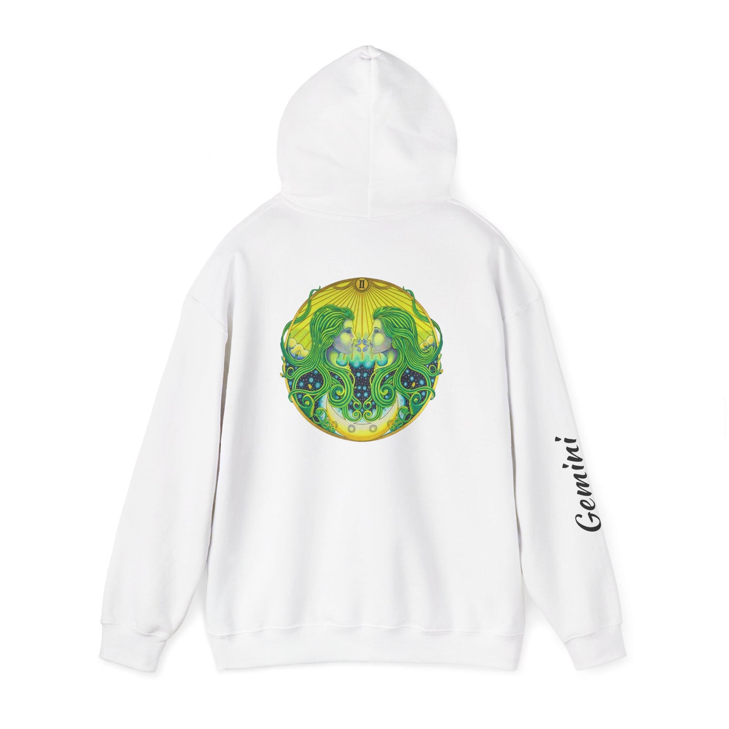 Gemini Zodiac Hoodie - Hand-Drawn Celestial Design (Non-AI)