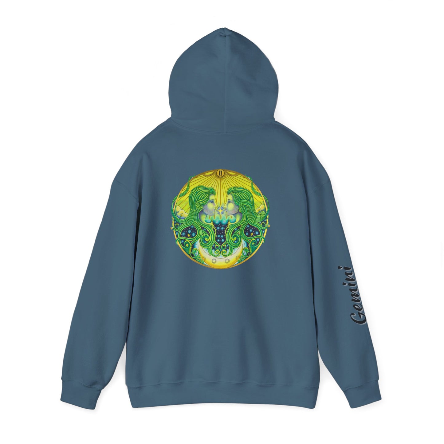 Gemini Zodiac Hoodie - Hand-Drawn Celestial Design (Non-AI)