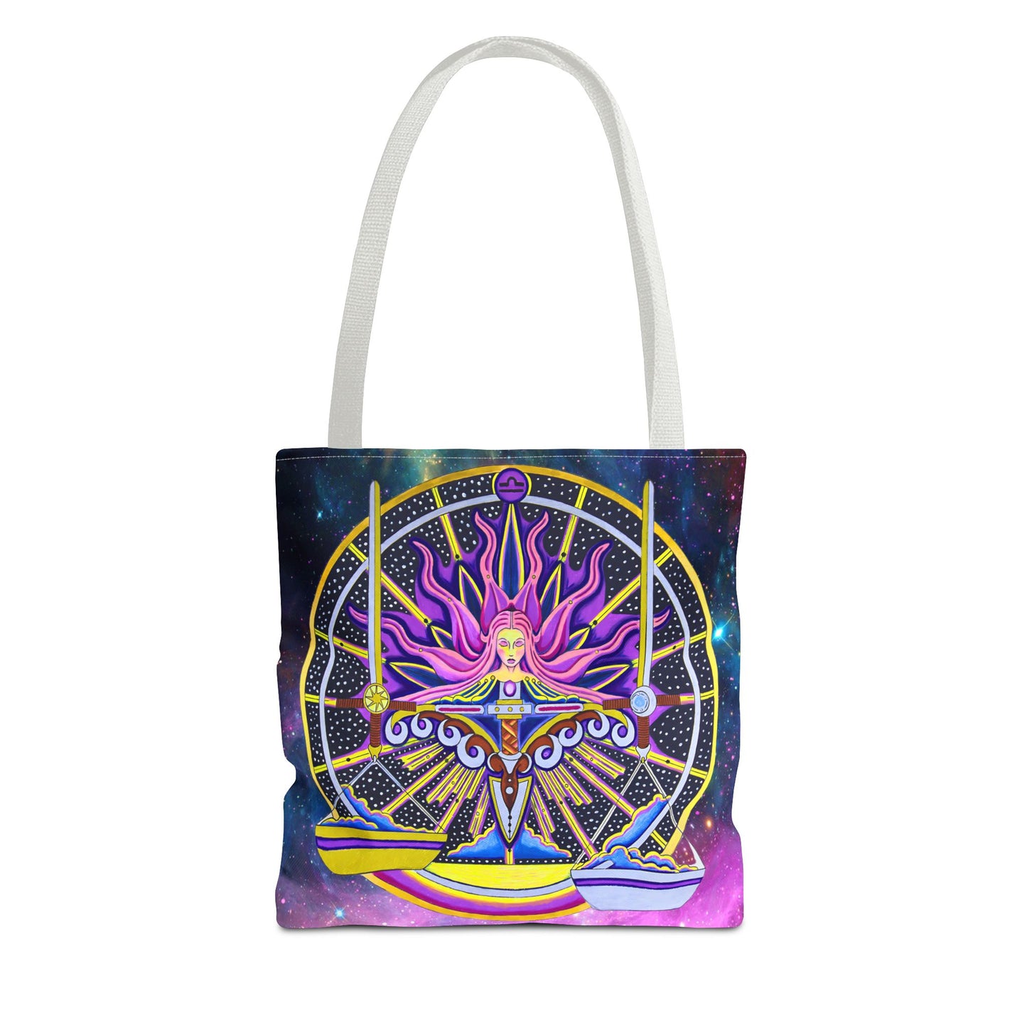 Libra Zodiac Tote Bag - Hand-Drawn Celestial Design (Non-AI)