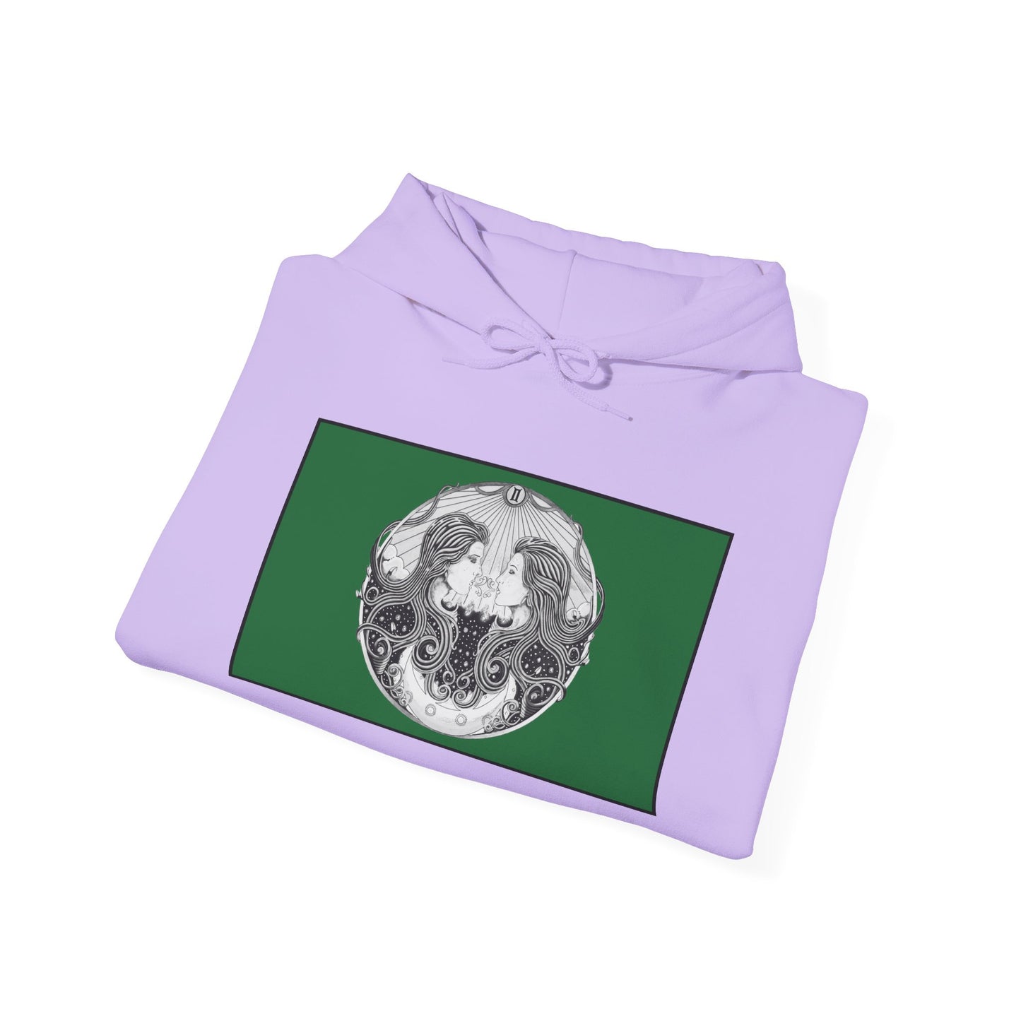 Gemini Zodiac Hoodie - Hand-Drawn Celestial Design (Non-AI) Universal