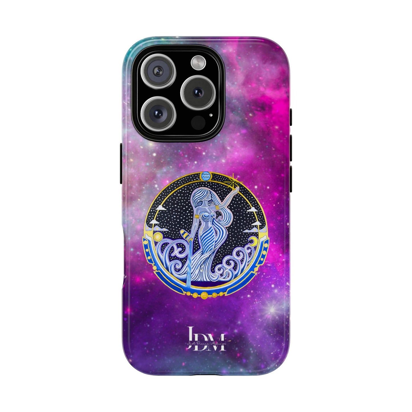 Aquarius Zodiac Tough Phone Case – Hand-Drawn Celestial Design (Non-AI)