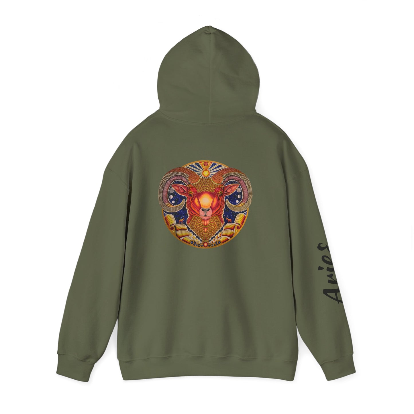 Aries Zodiac Hoodie - Hand-Drawn Celestial Design (Non-AI)