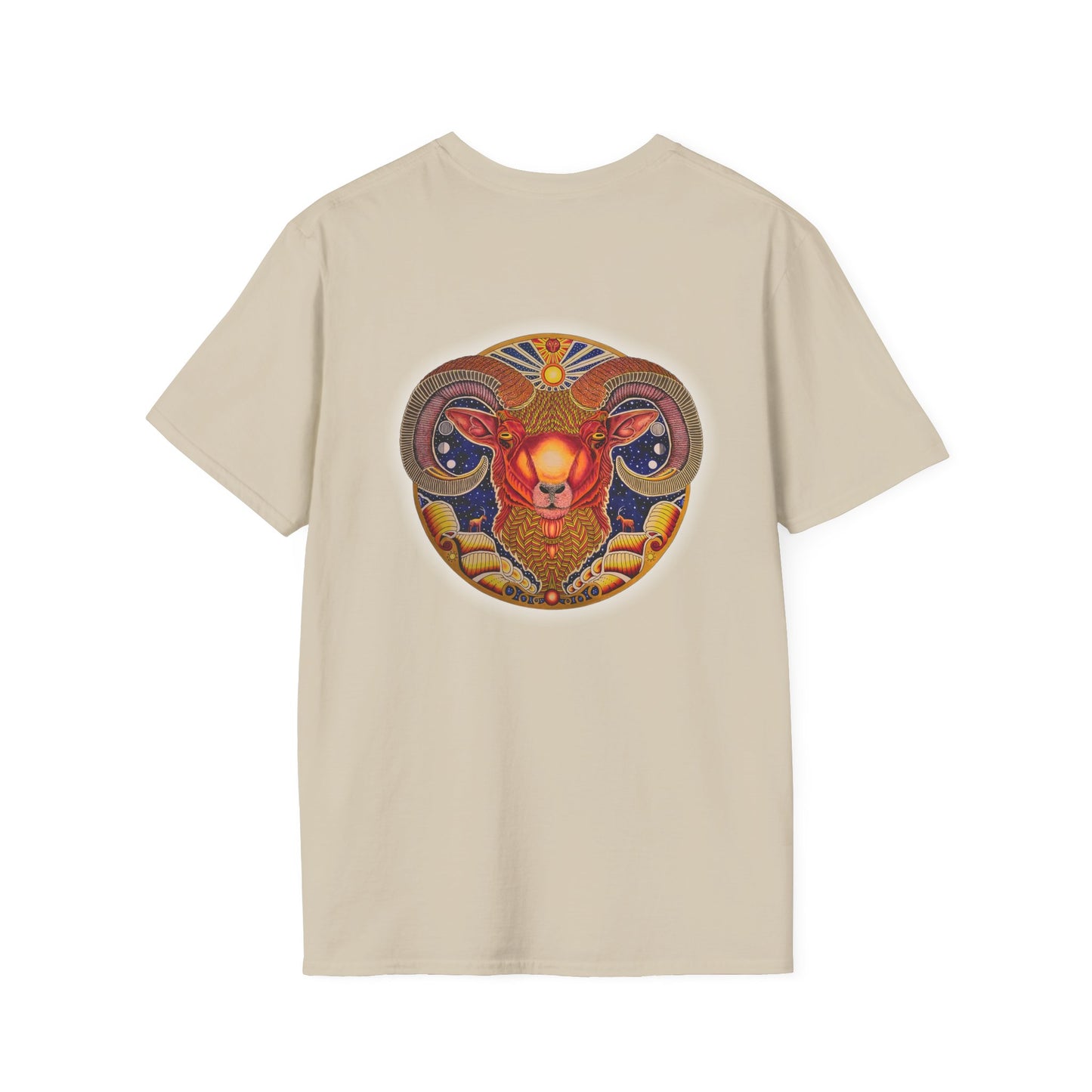 Aries Zodiac Softstyle T-Shirt - Hand-Drawn Celestial Design (Non-AI)