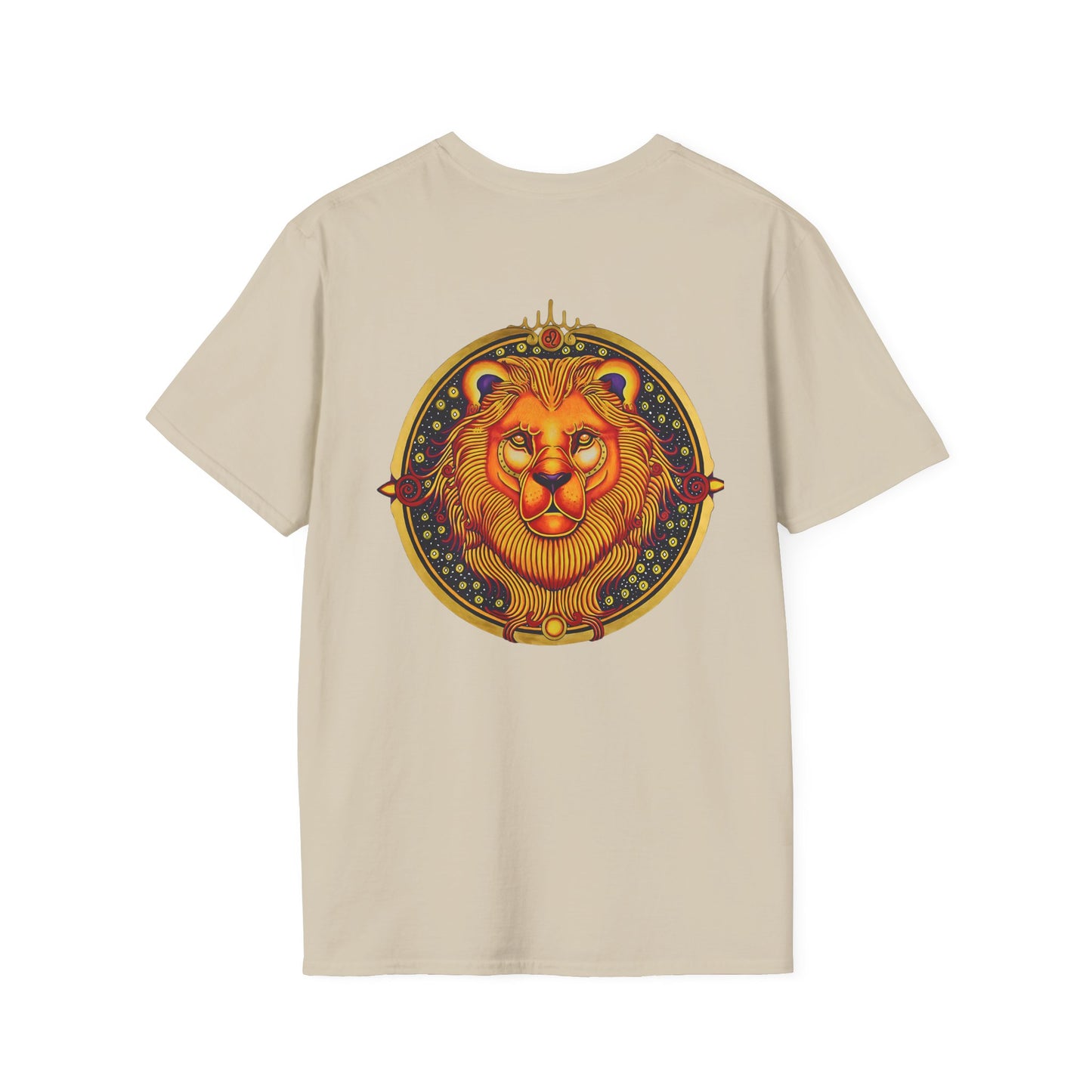 Leo Zodiac Crew Neck T-Shirt – Hand-Drawn Celestial Design (Non-AI)
