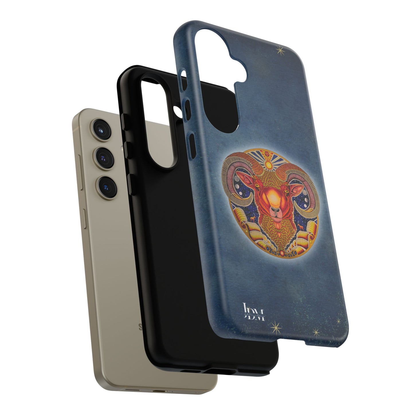 Aries Zodiac Phone Case - Hand-Drawn Celestial Design (Non-AI)