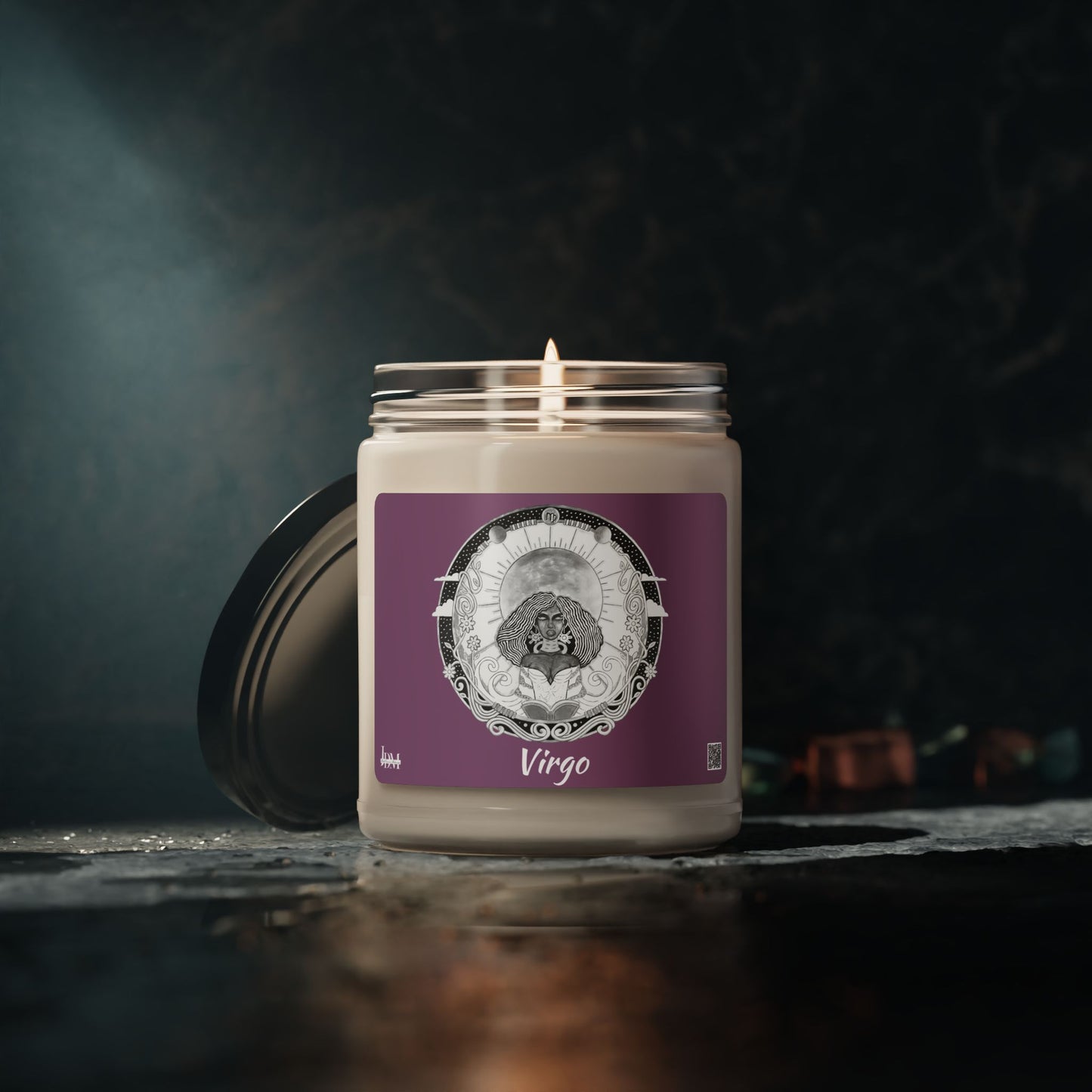 Hand-Drawn Virgo Zodiac Soy Candle | Astrology Horoscope | Celestial Scented Vegan Candle | Fire Sign Birthday Gift | Non-AI Original Art | Universal Decor