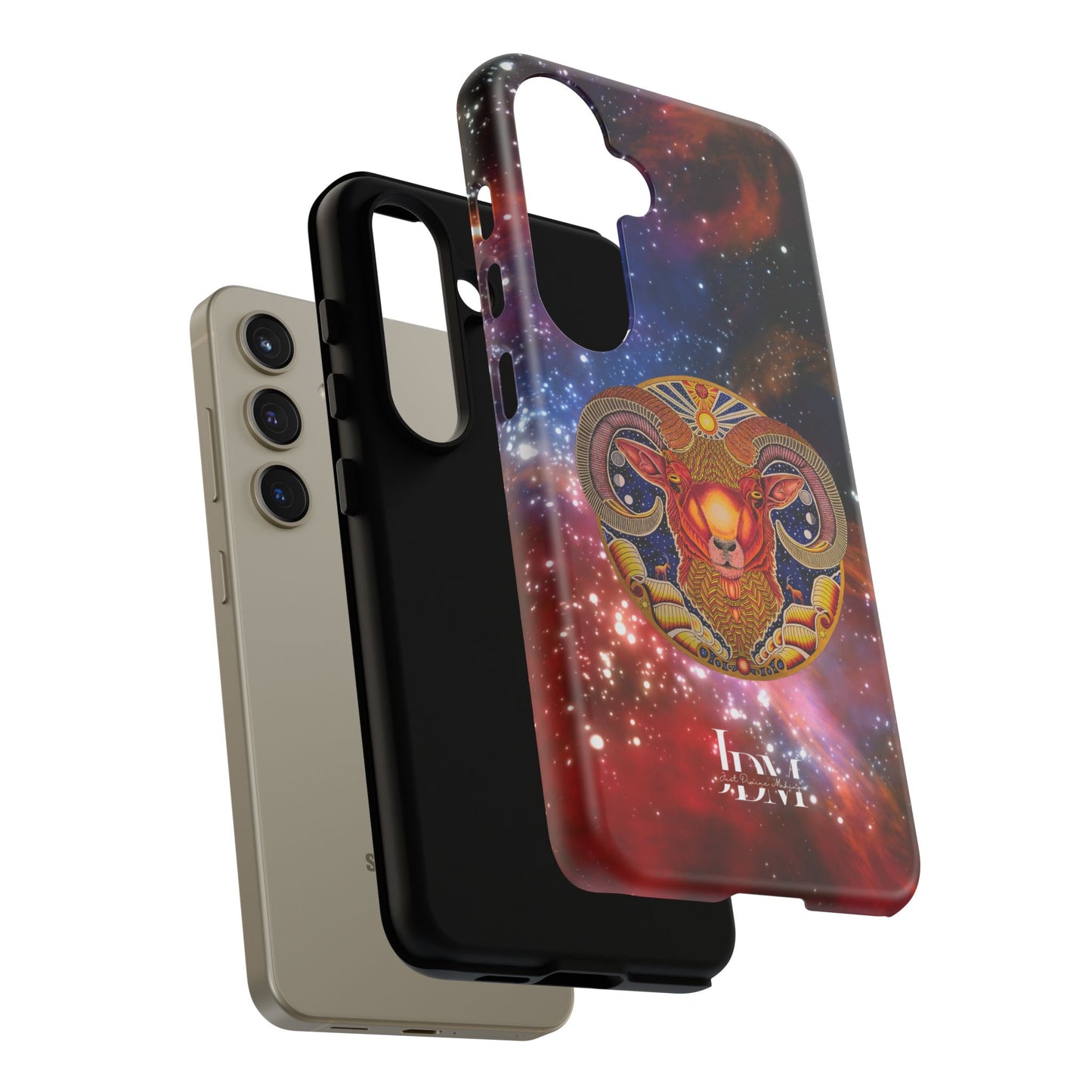 Aries Zodiac Tough Phone Case – Hand-Drawn Celestial Design (Non-AI)