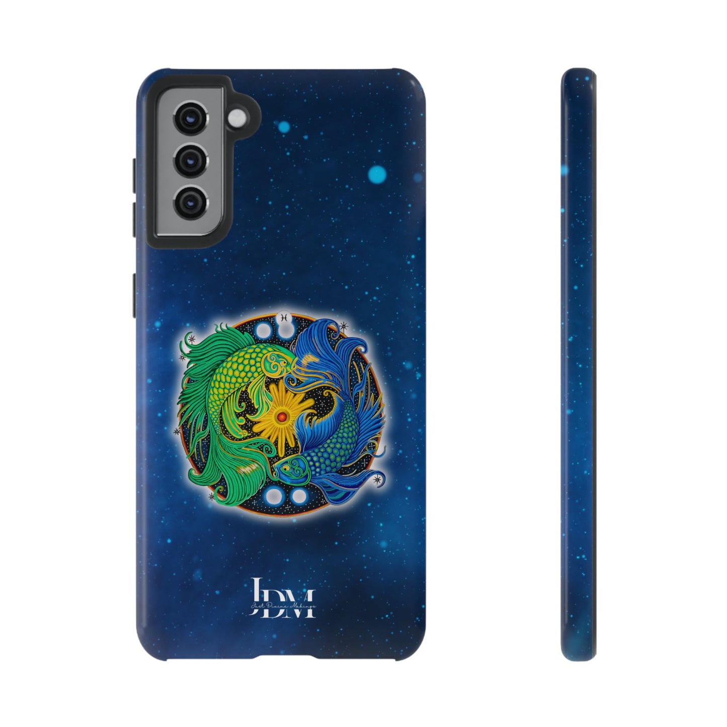 Pisces Zodiac Tough Phone Case – Hand-Drawn Celestial Design (Non-AI)