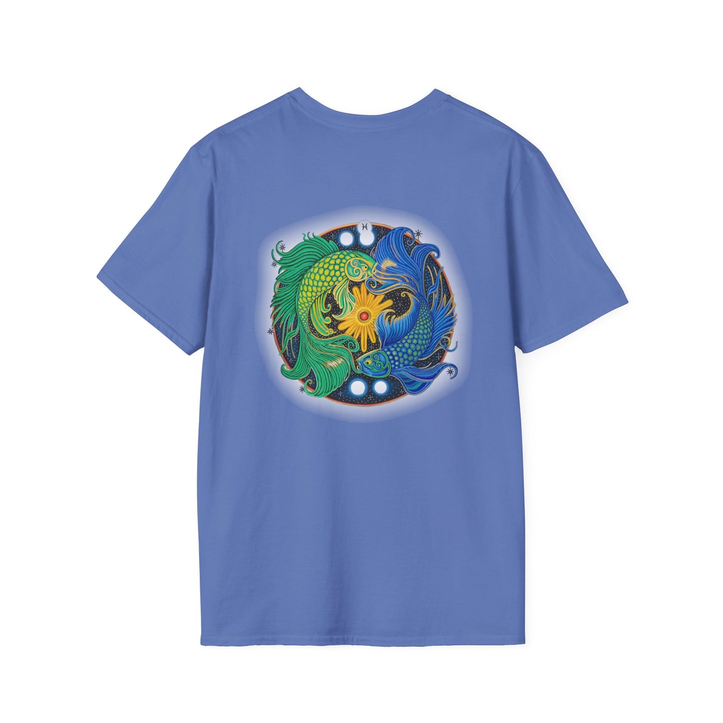 Pisces Zodiac SoftStyle T-Shirt - Hand-Drawn Celestial Design (Non-AI)