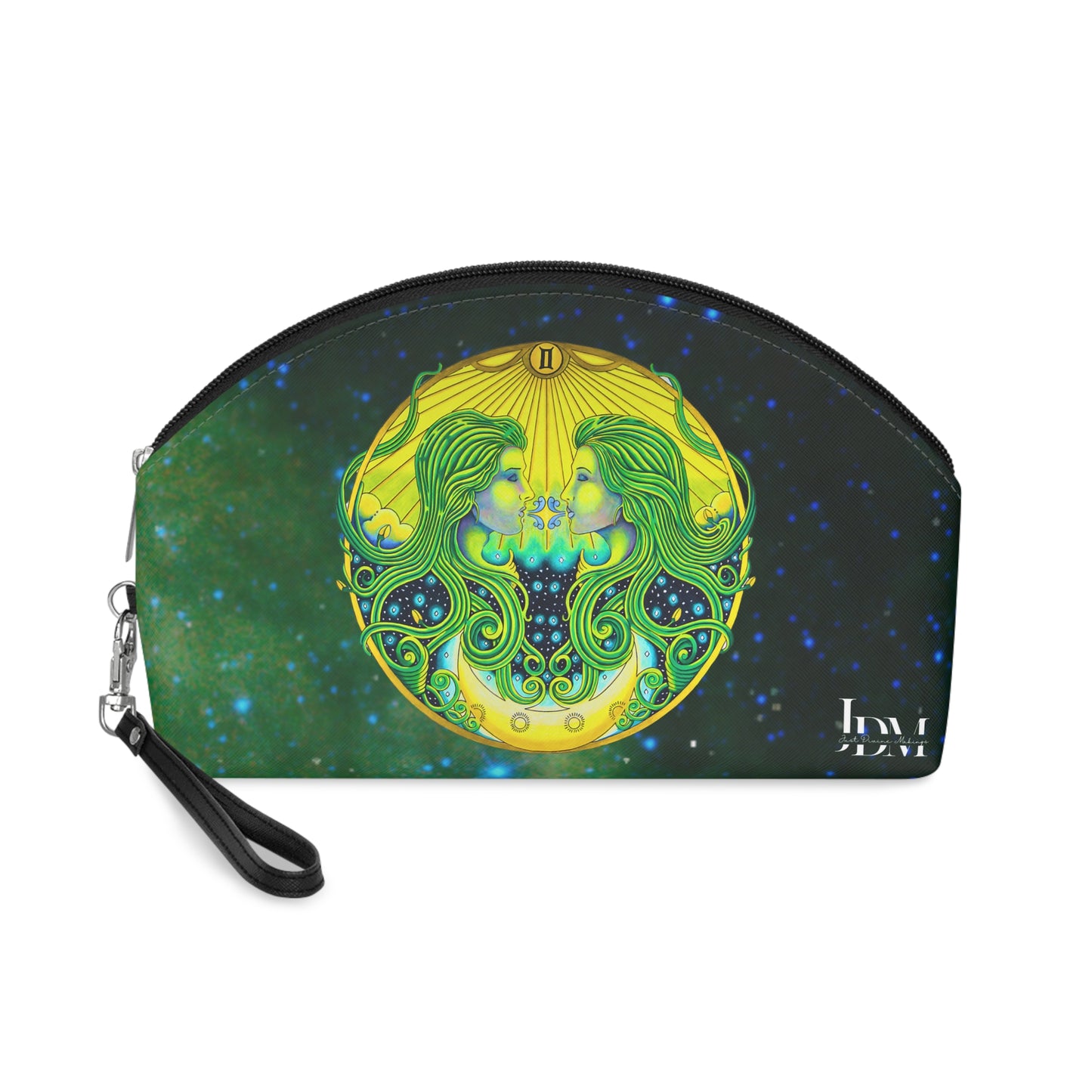 Gemini Zodiac Makeup Bag – Hand-Drawn Celestial Design (Non-AI)