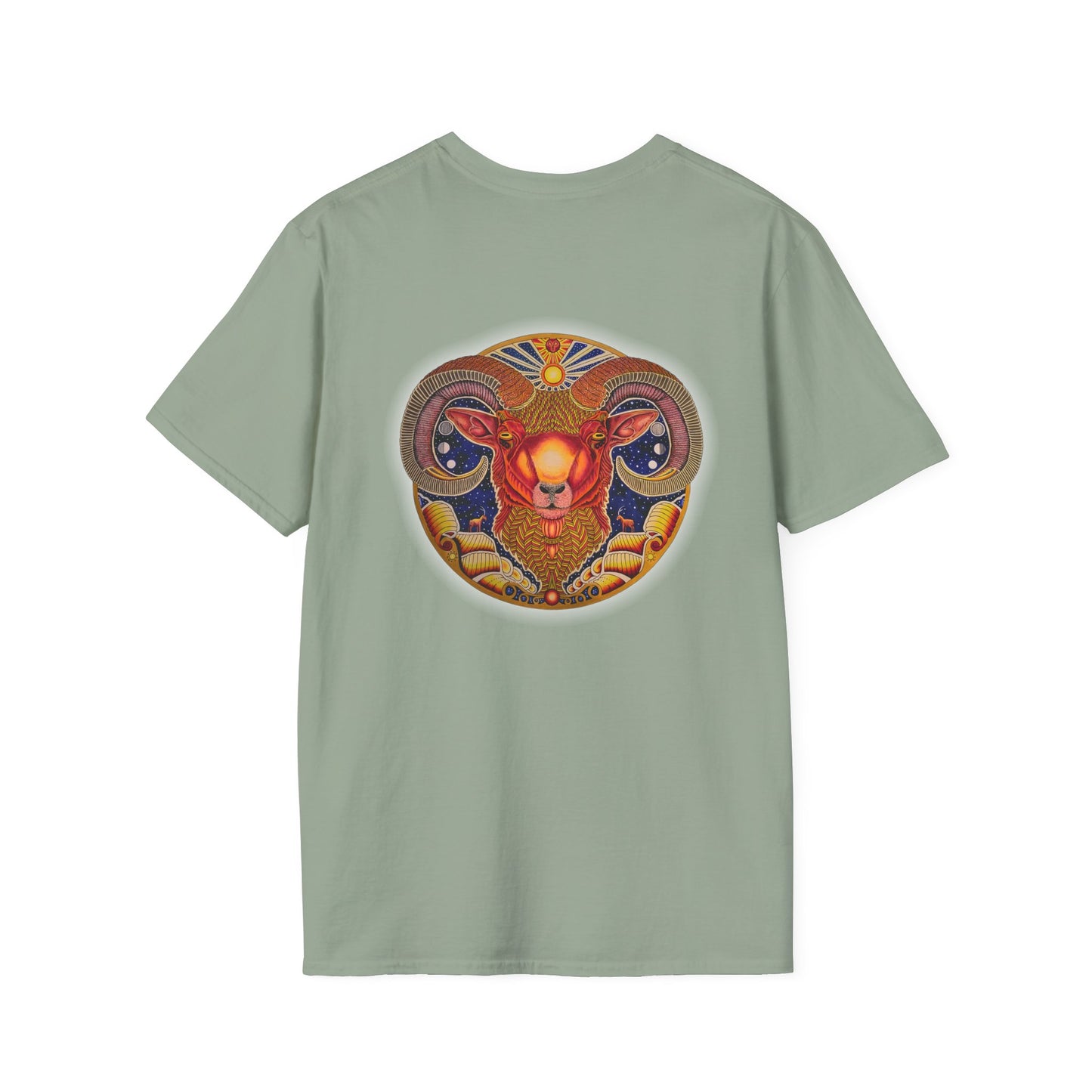 Aries Zodiac Softstyle T-Shirt - Hand-Drawn Celestial Design (Non-AI)