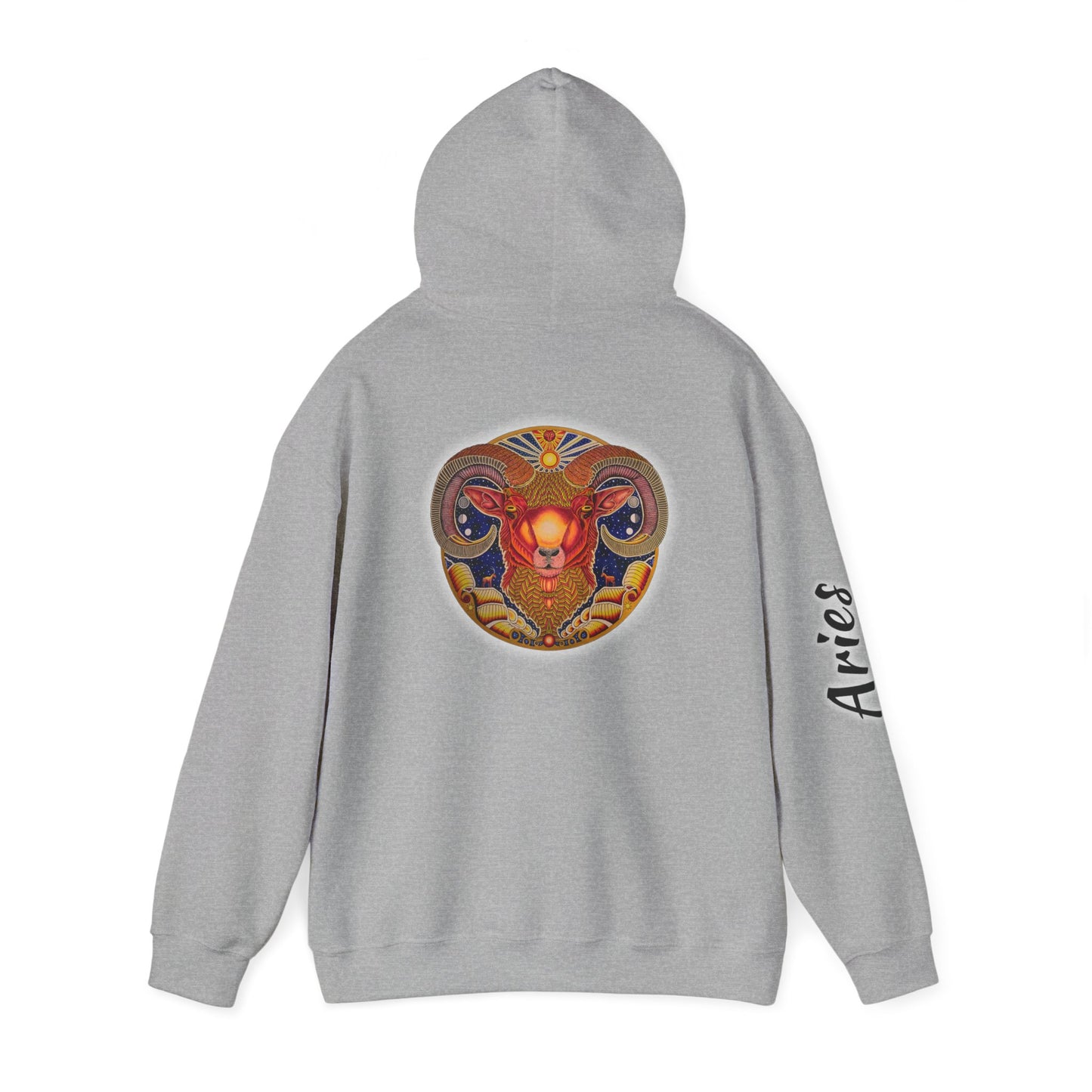 Aries Zodiac Hoodie - Hand-Drawn Celestial Design (Non-AI)