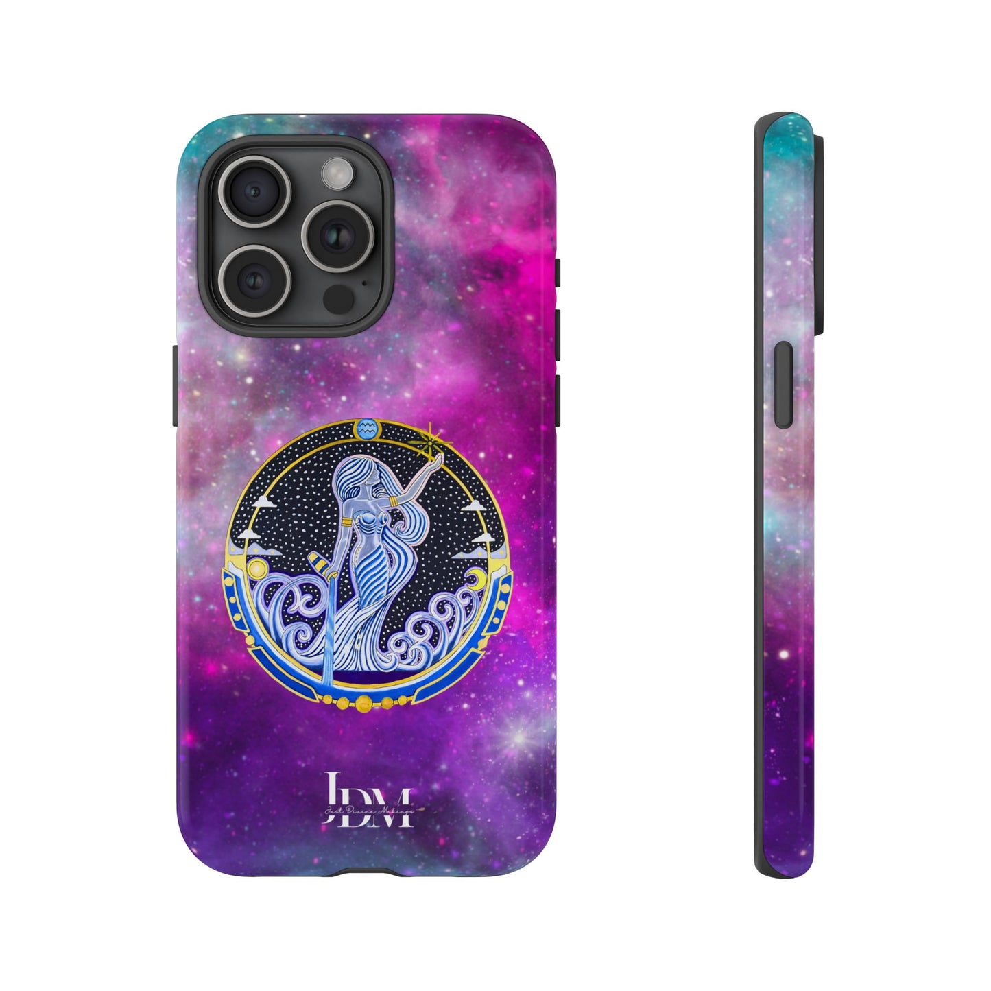 Aquarius Zodiac Tough Phone Case – Hand-Drawn Celestial Design (Non-AI)