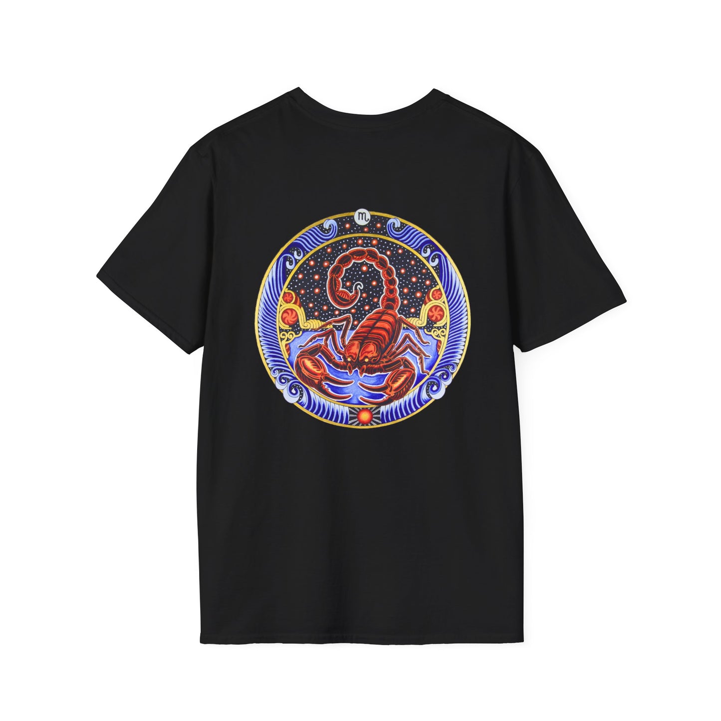 Scorpio Zodiac Crew Neck T-Shirt – Hand-Drawn Celestial Design (Non-AI)