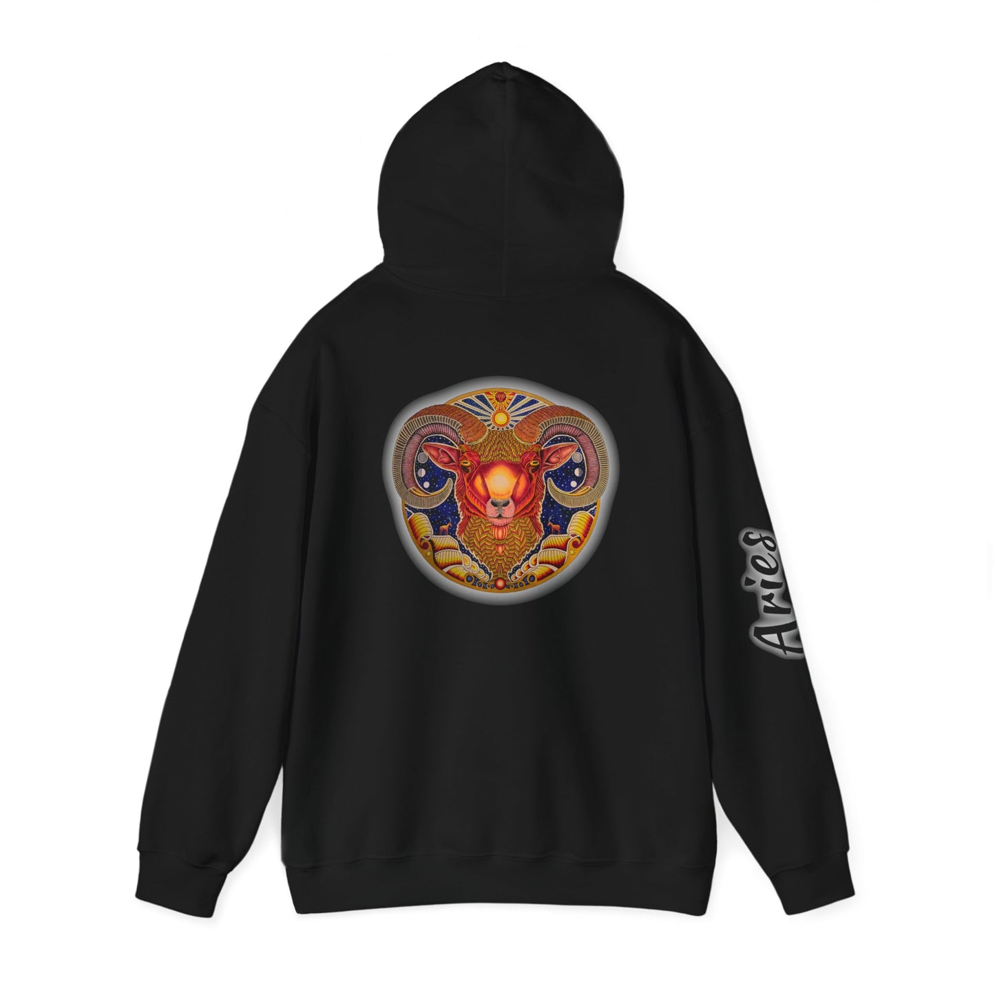 Aries Zodiac Hoodie - Hand-Drawn Celestial Design (Non-AI)