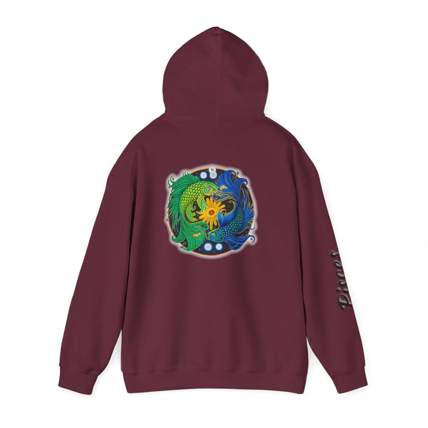 Pisces Zodiac Hoodie – Hand-Drawn Celestial Design (Non-AI)