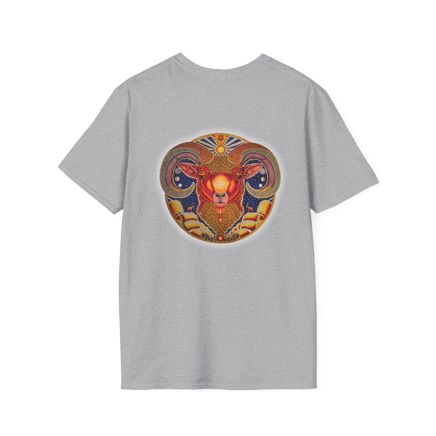 Aries Zodiac Softstyle T-Shirt - Hand-Drawn Celestial Design (Non-AI)