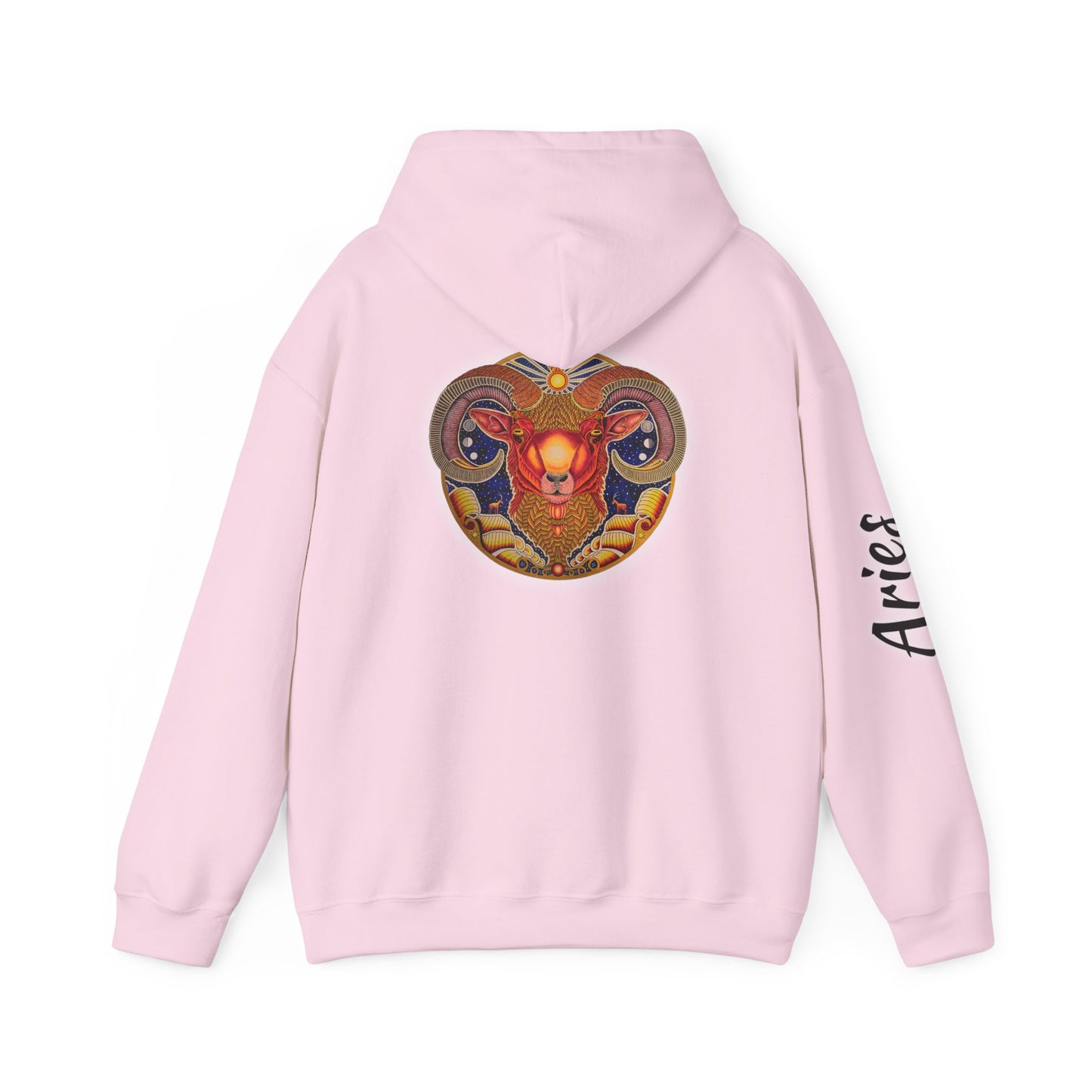 Aries Zodiac Hoodie - Hand-Drawn Celestial Design (Non-AI)