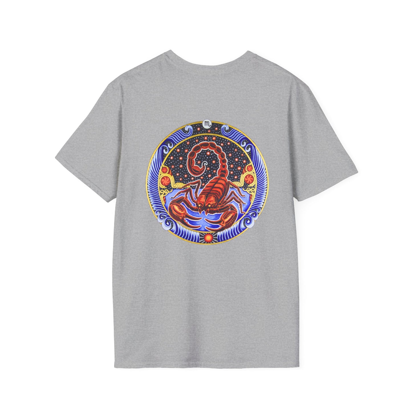 Scorpio Zodiac Crew Neck T-Shirt – Hand-Drawn Celestial Design (Non-AI)