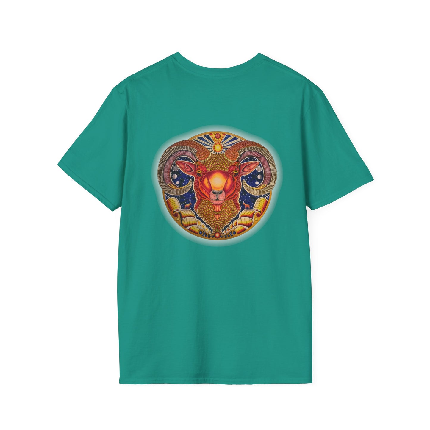 Aries Zodiac Softstyle T-Shirt - Hand-Drawn Celestial Design (Non-AI)