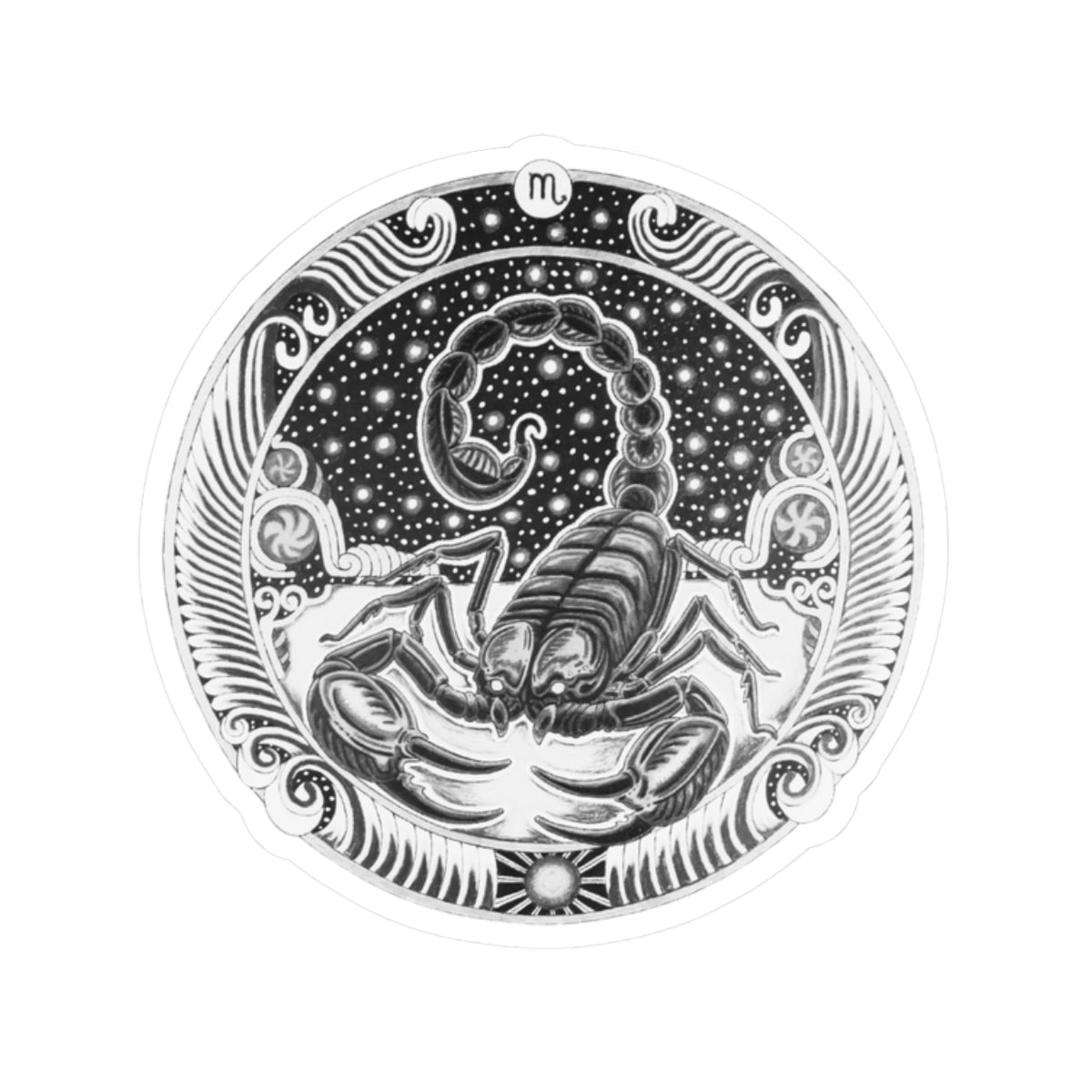 Scorpio Zodiac Kiss-Cut Sticker - Hand-Drawn Celestial Design (Non-AI) Universal