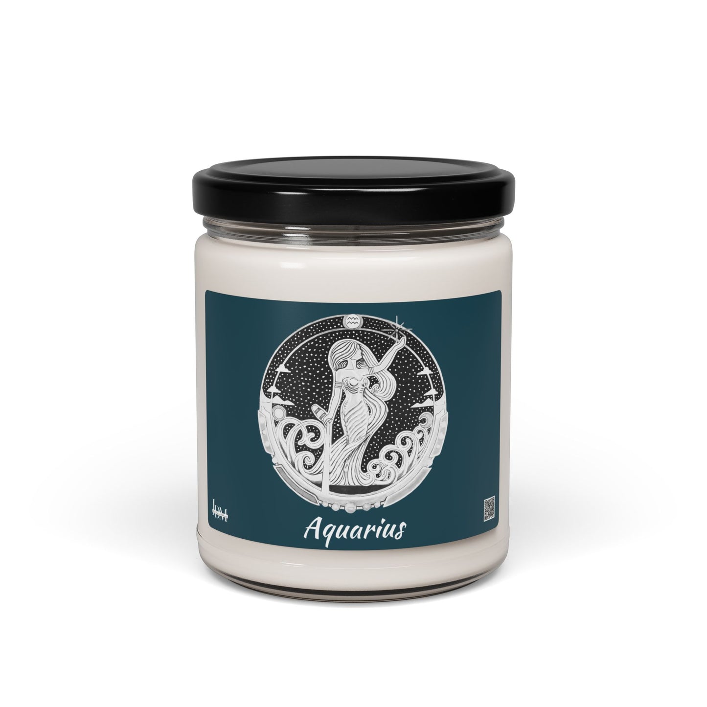 Hand-Drawn Aquarius Zodiac Soy Candle | Astrology Horoscope | Celestial Scented Vegan Candle | Fire Sign Birthday Gift | Non-AI Original Art | Universal Decor