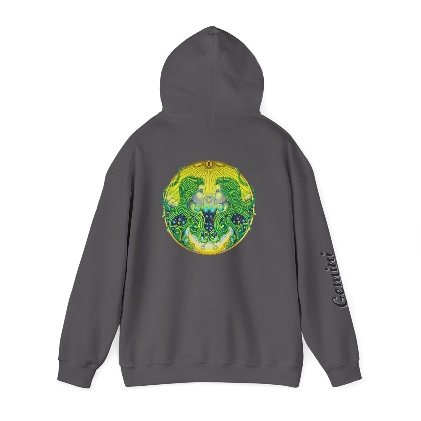 Gemini Zodiac Hoodie - Hand-Drawn Celestial Design (Non-AI)