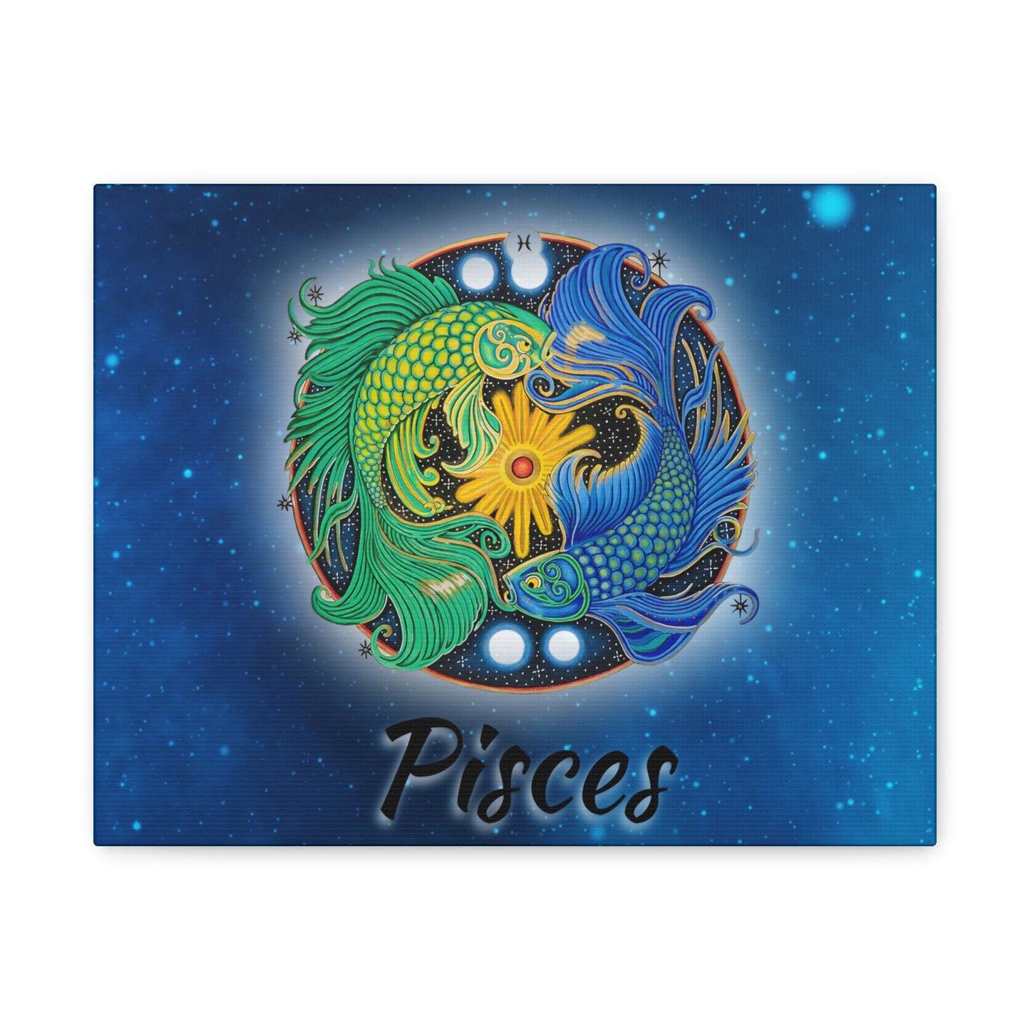 Pisces Zodiac Wall Art - Hand-Drawn Celestial Design (Non-AI)