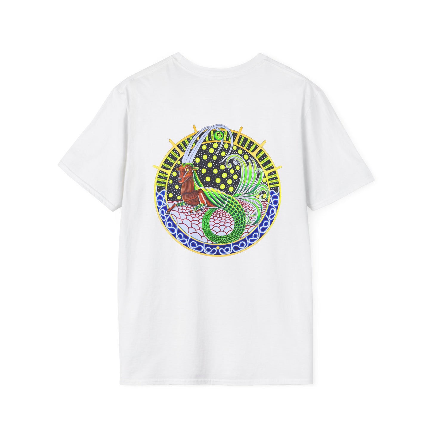 Capricorn Zodiac Crew Neck T-Shirt – Hand-Drawn Celestial Design (Non-AI)