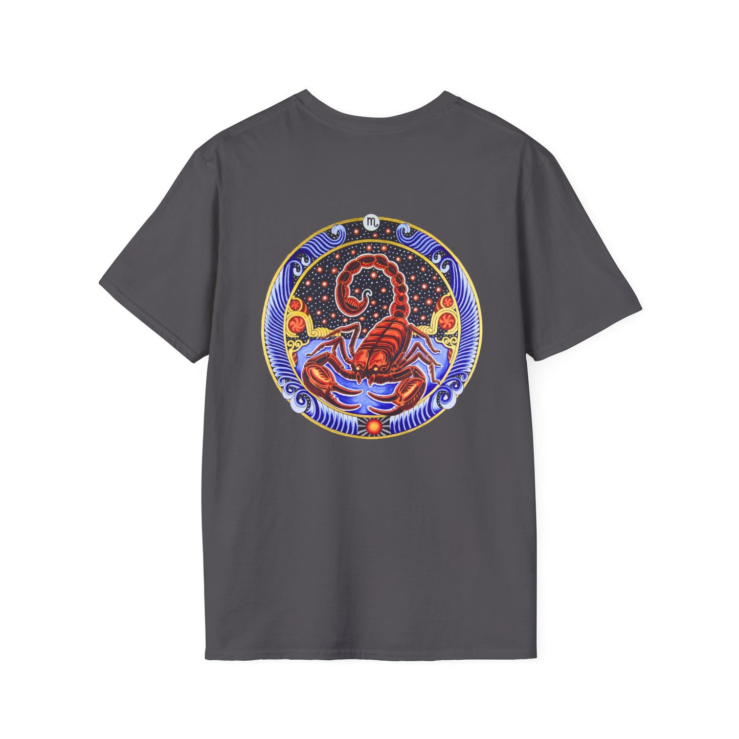 Scorpio Zodiac Crew Neck T-Shirt – Hand-Drawn Celestial Design (Non-AI)
