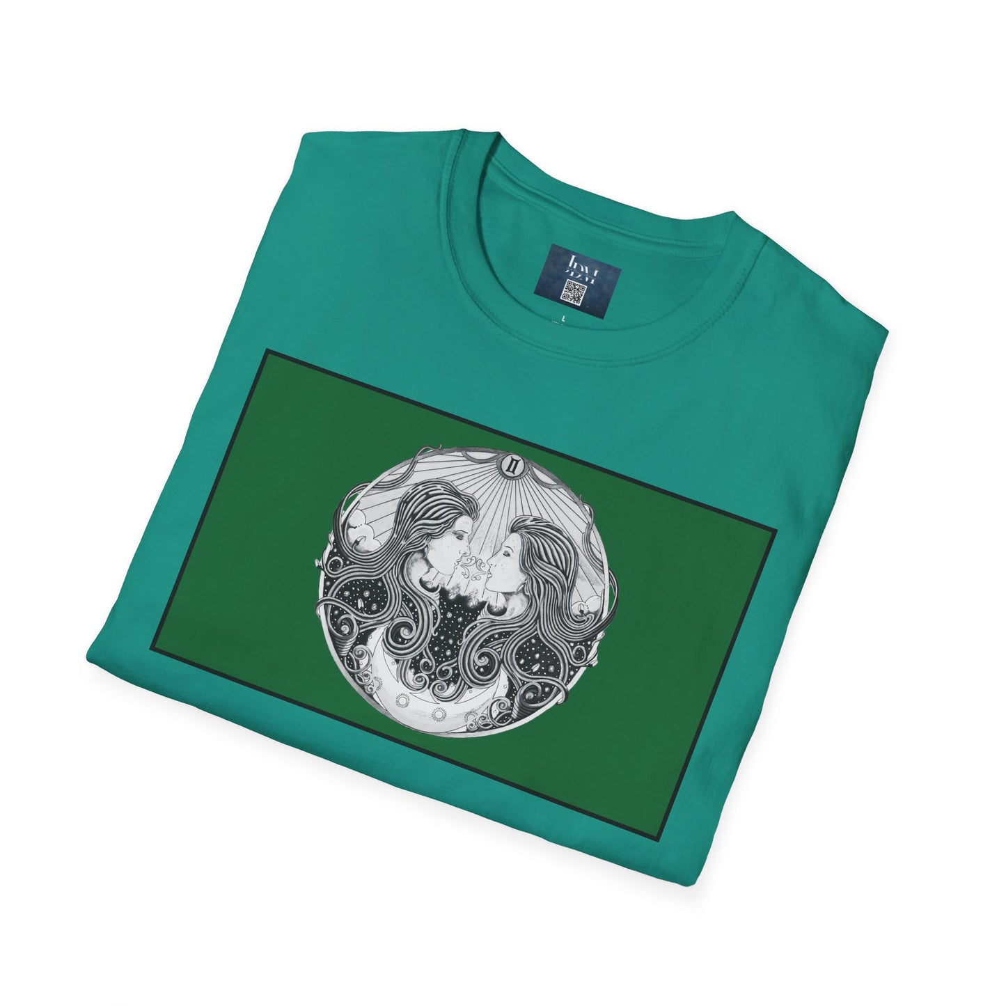 Gemini Zodiac Softstyle T-Shirt - Hand-Drawn Celestial Design (Non-AI) Universal