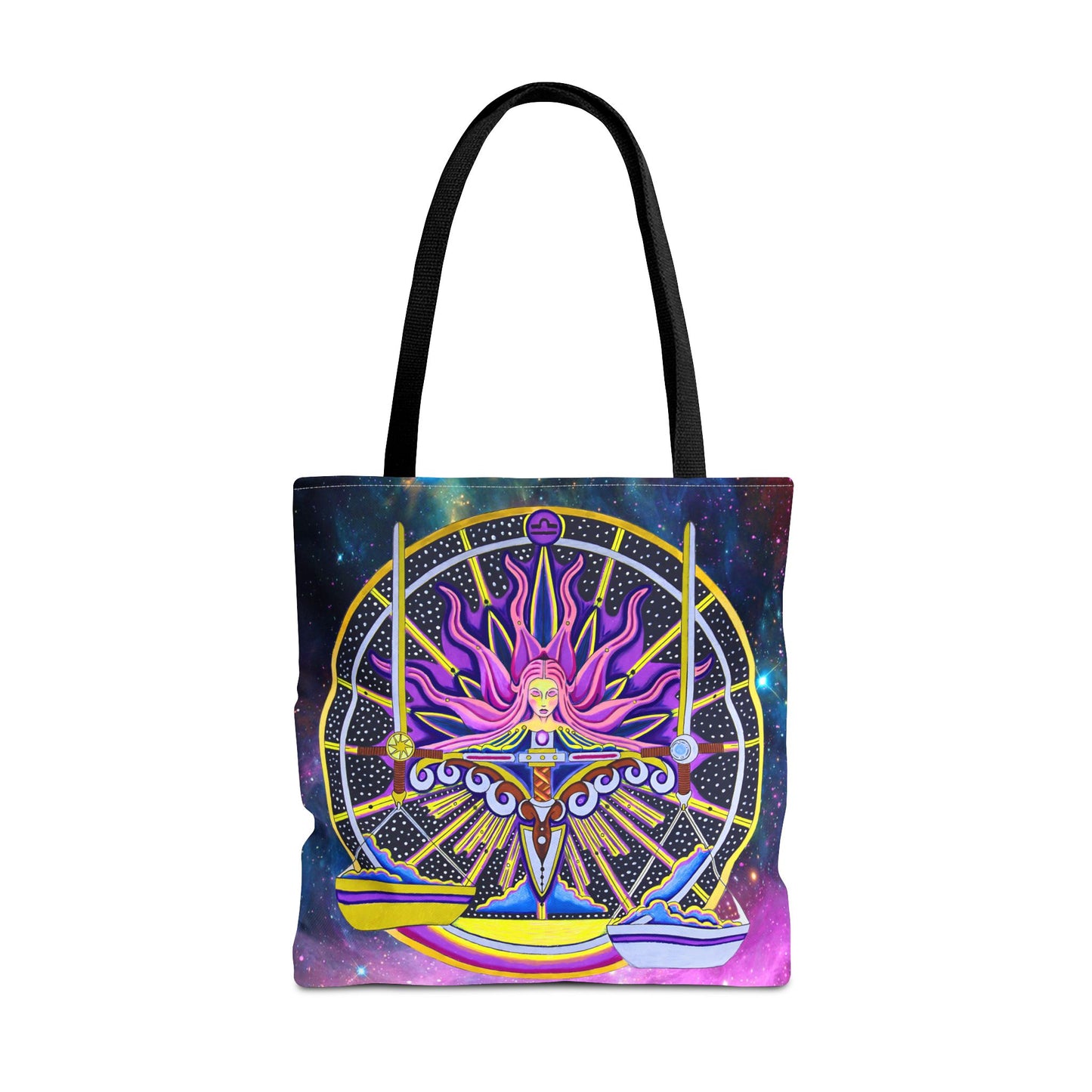 Libra Zodiac Tote Bag - Hand-Drawn Celestial Design (Non-AI)