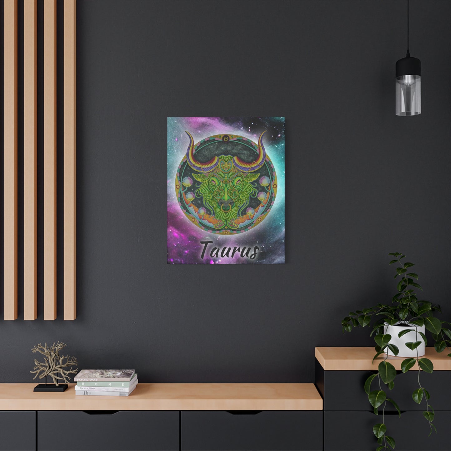 Taurus Zodiac Canvas Wall Art - Hand-Drawn Celestial Design (Non-AI)