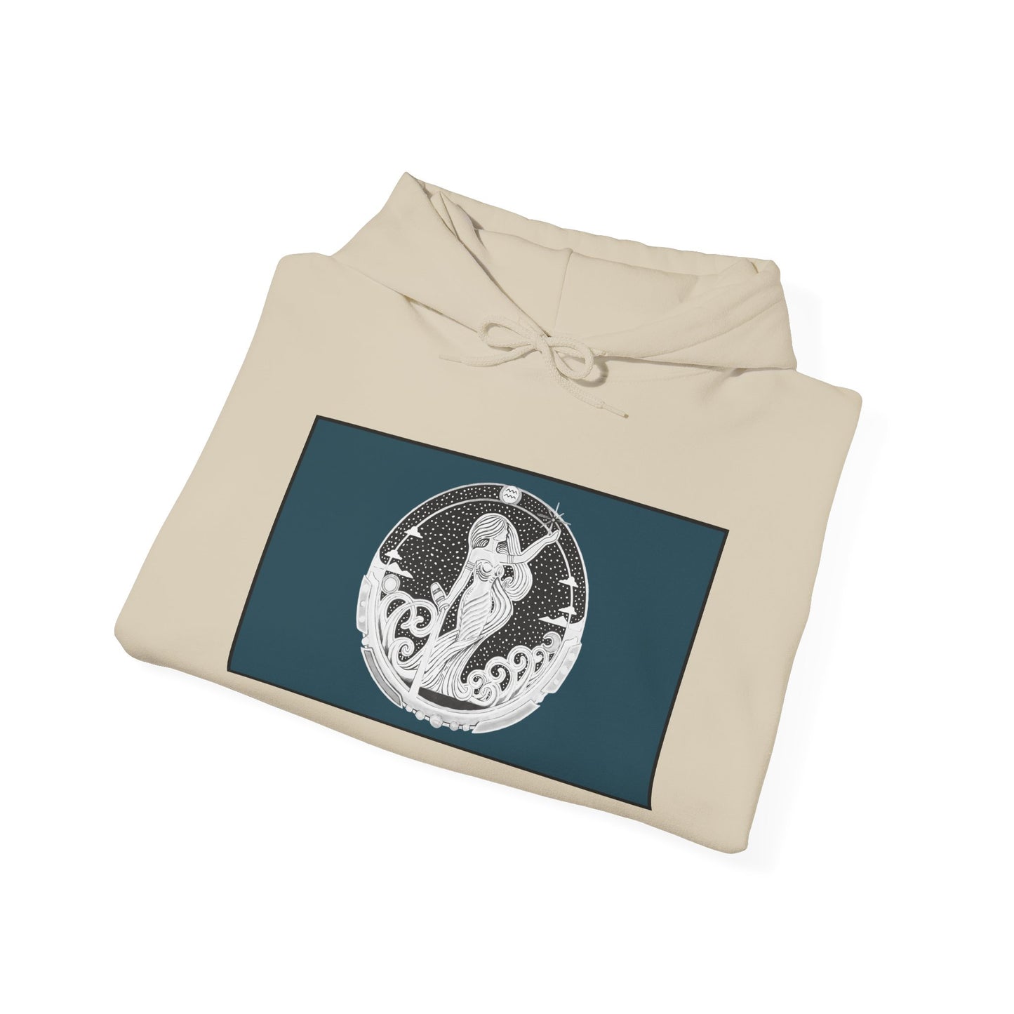 Aquarius Zodiac Hoodie – Hand-Drawn Celestial Design (Non-AI) Universal