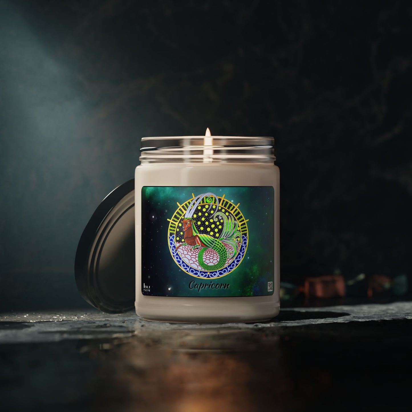 Capricorn Zodiac Soy Candle – Hand-Drawn Celestial Design (Non-AI)