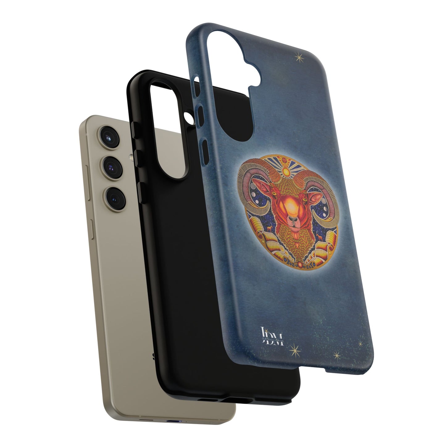 Aries Zodiac Phone Case - Hand-Drawn Celestial Design (Non-AI)