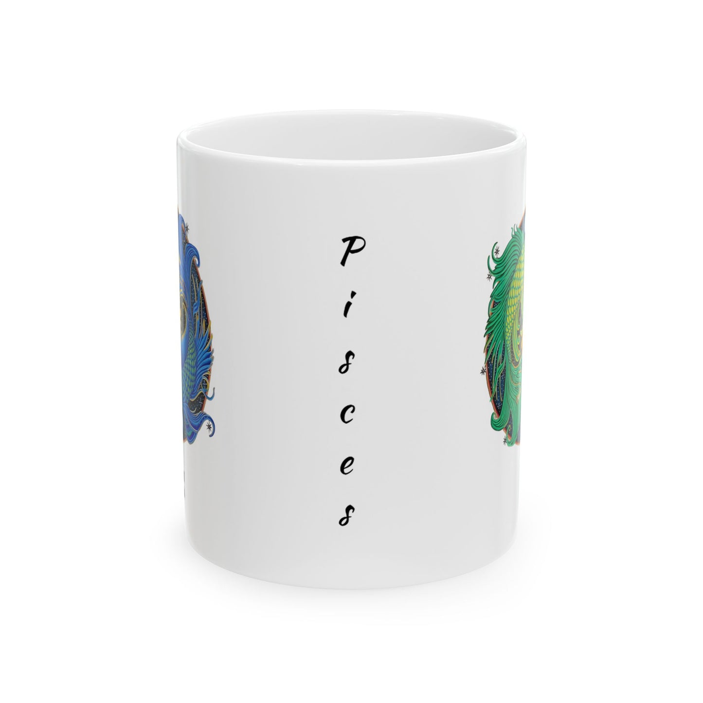 Pisces Zodiac Mug - Hand-Drawn Celestial Design (Non-AI)