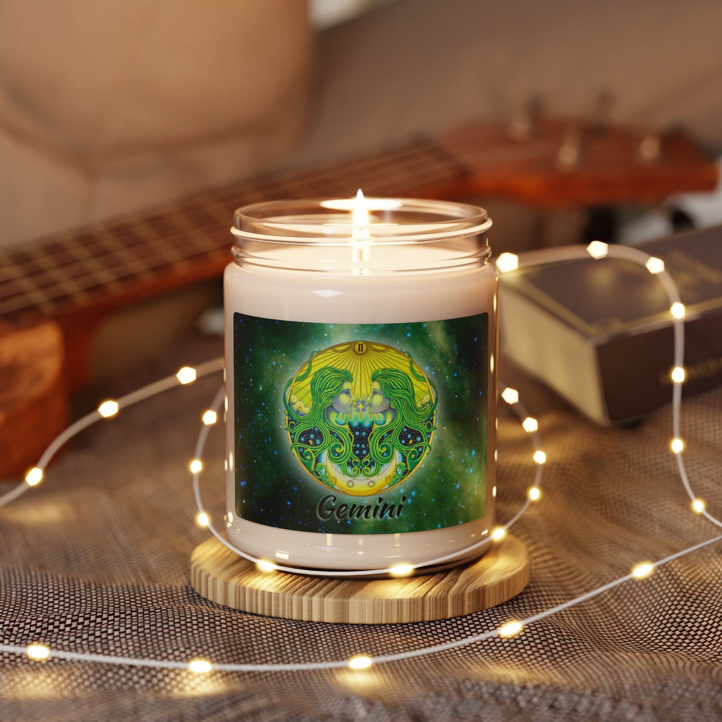 Gemini Zodiac Soy Candle - Hand-Drawn Celestial Design (Non-AI)