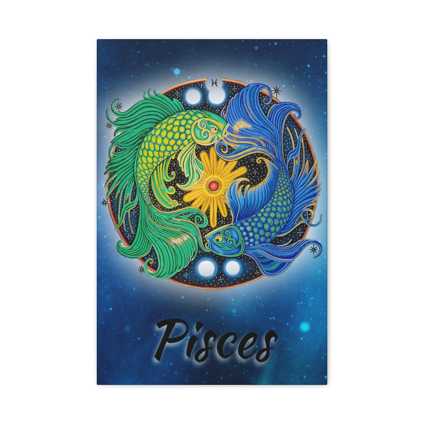 Pisces Zodiac Wall Art - Hand-Drawn Celestial Design (Non-AI)