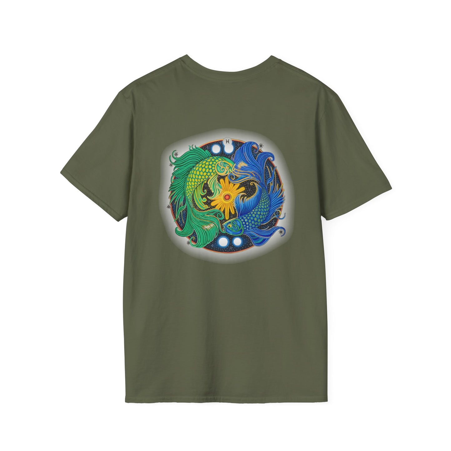 Pisces Zodiac SoftStyle T-Shirt - Hand-Drawn Celestial Design (Non-AI)