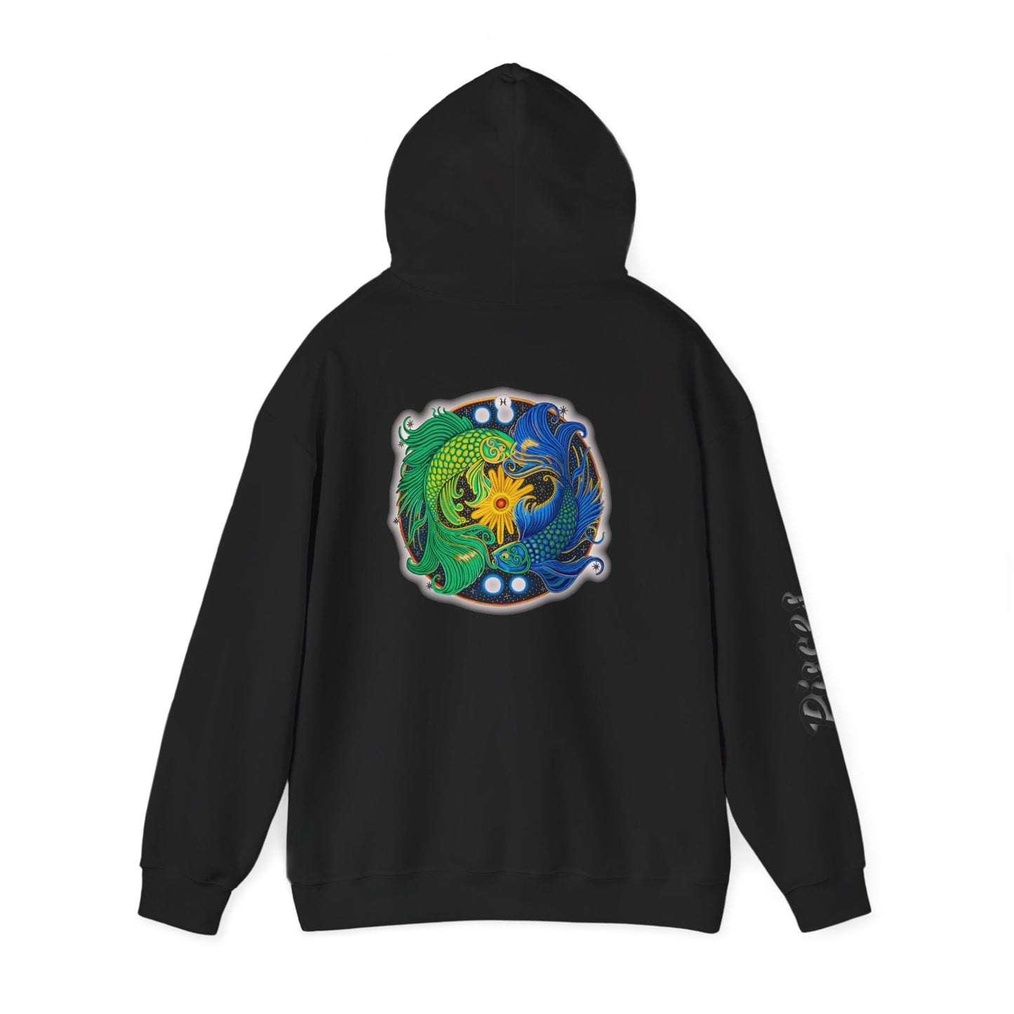 Pisces Zodiac Hoodie – Hand-Drawn Celestial Design (Non-AI)