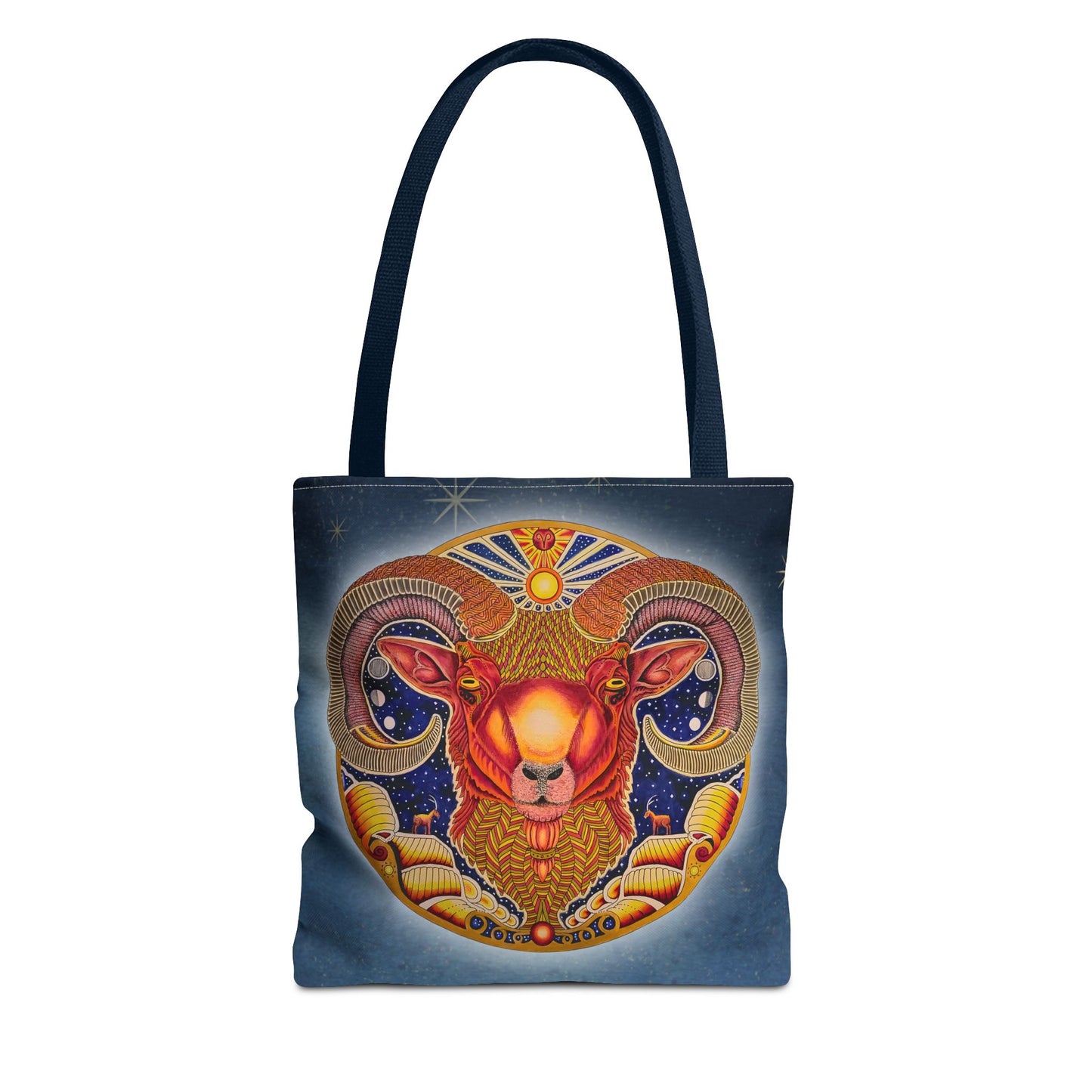 Aries Zodiac Tote Bag - Hand-Drawn Celestial Design (Non-AI)