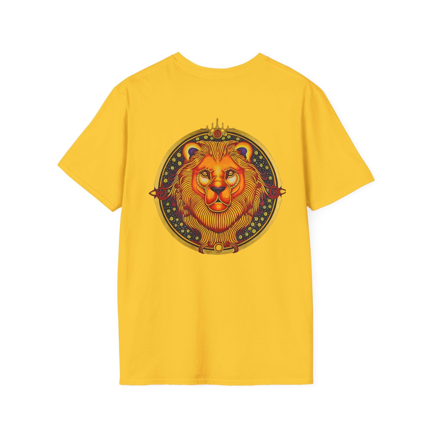 Leo Zodiac Crew Neck T-Shirt – Hand-Drawn Celestial Design (Non-AI)