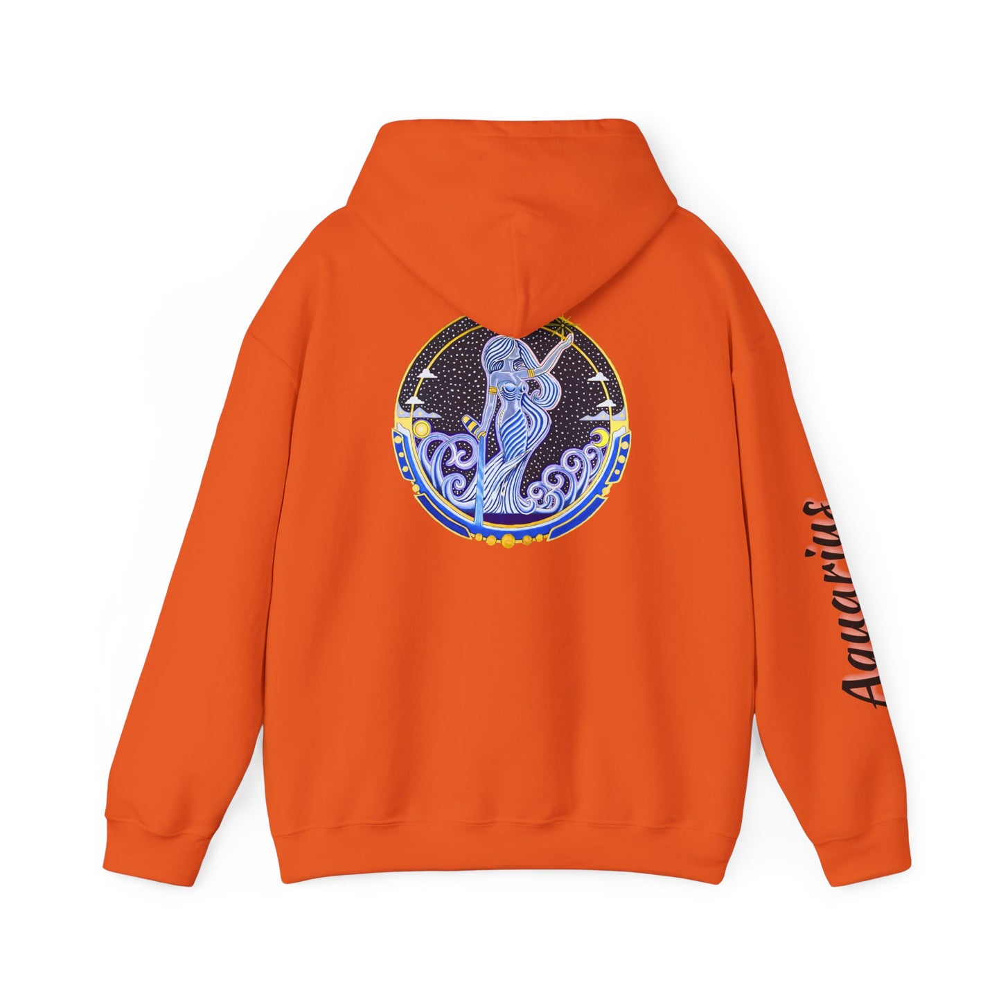 Aquarius Zodiac Hoodie – Hand-Drawn Celestial Design (Non-AI)
