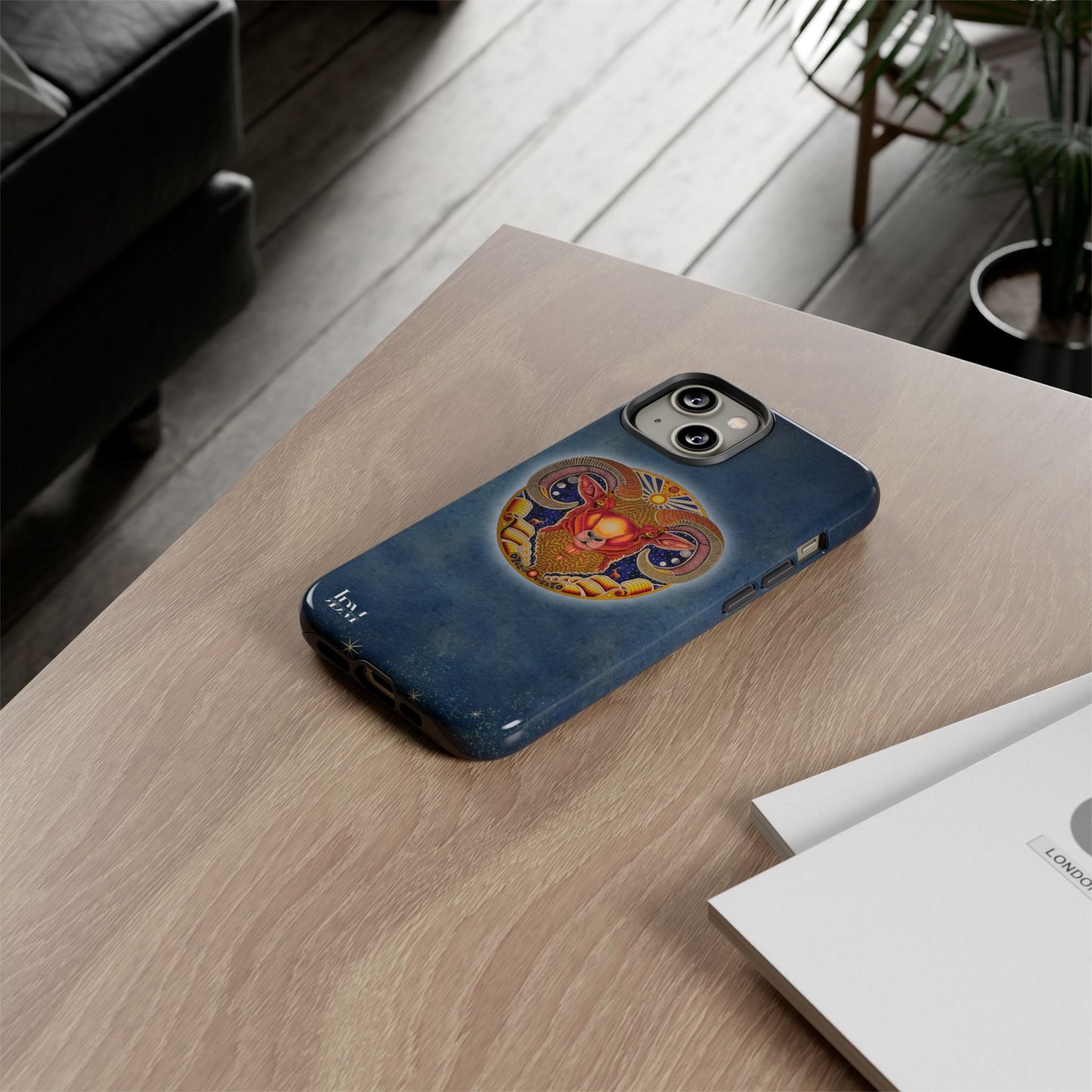 Aries Zodiac Phone Case - Hand-Drawn Celestial Design (Non-AI)