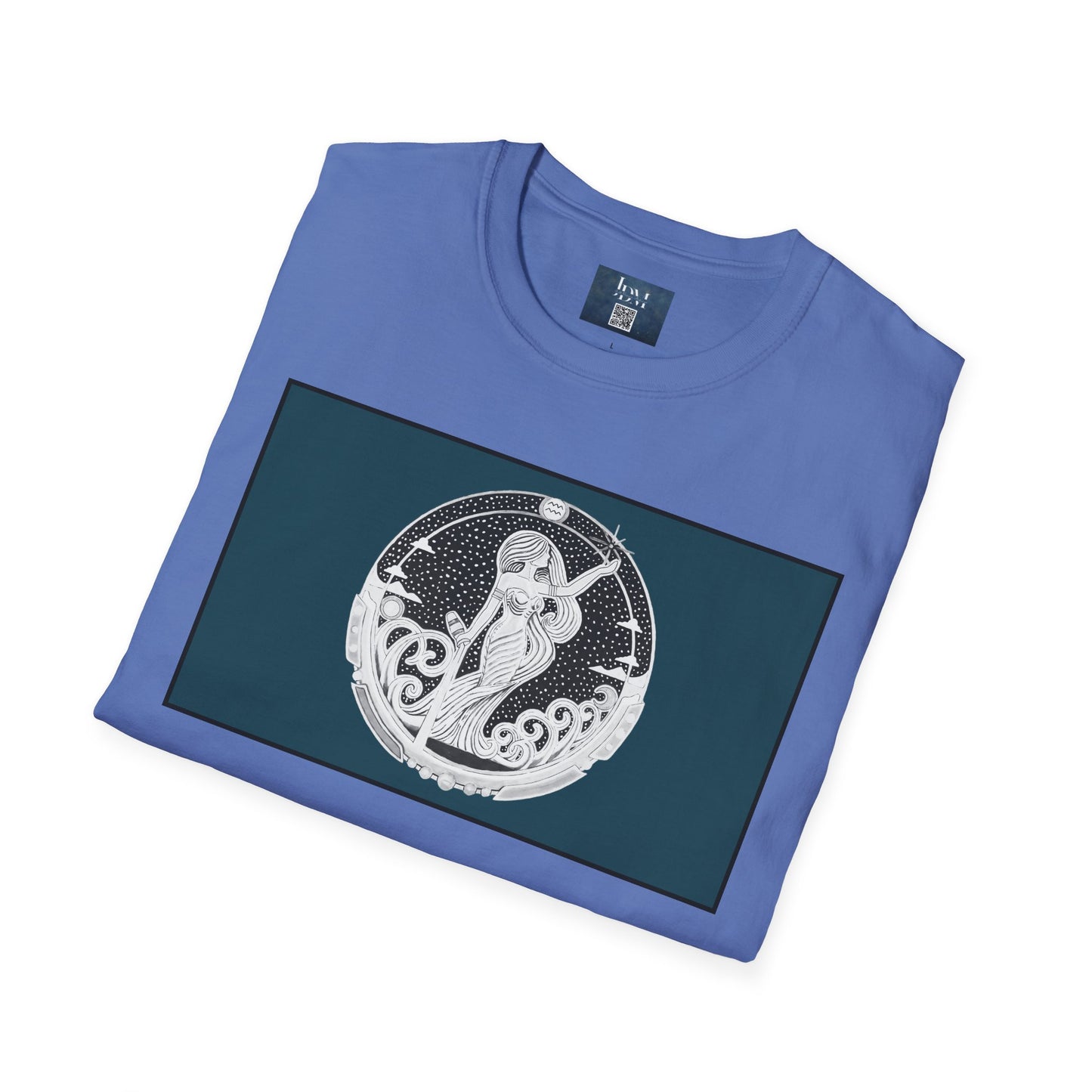 Aquarius Zodiac Crew Neck T-Shirt – Hand-Drawn Celestial Design (Non-AI) Universal