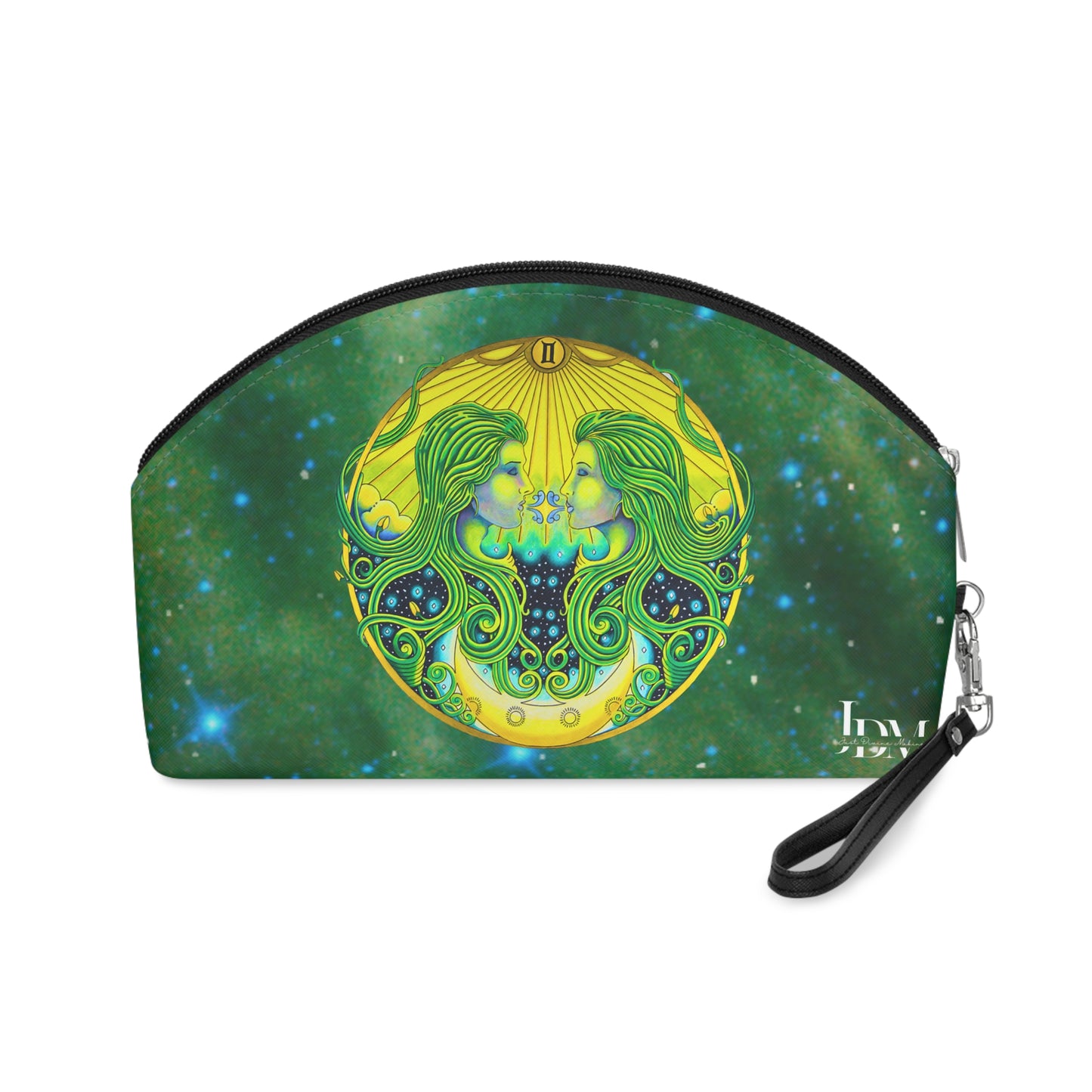 Gemini Zodiac Makeup Bag – Hand-Drawn Celestial Design (Non-AI)