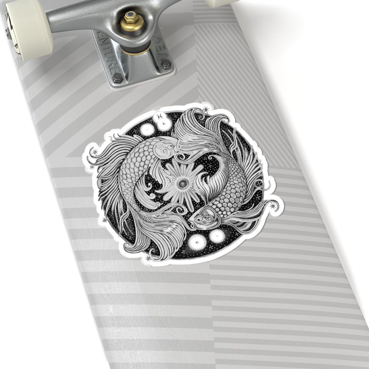 Pisces Zodiac Kiss-Cut Sticker - Hand-Drawn Celestial Design (Non-AI) Universal